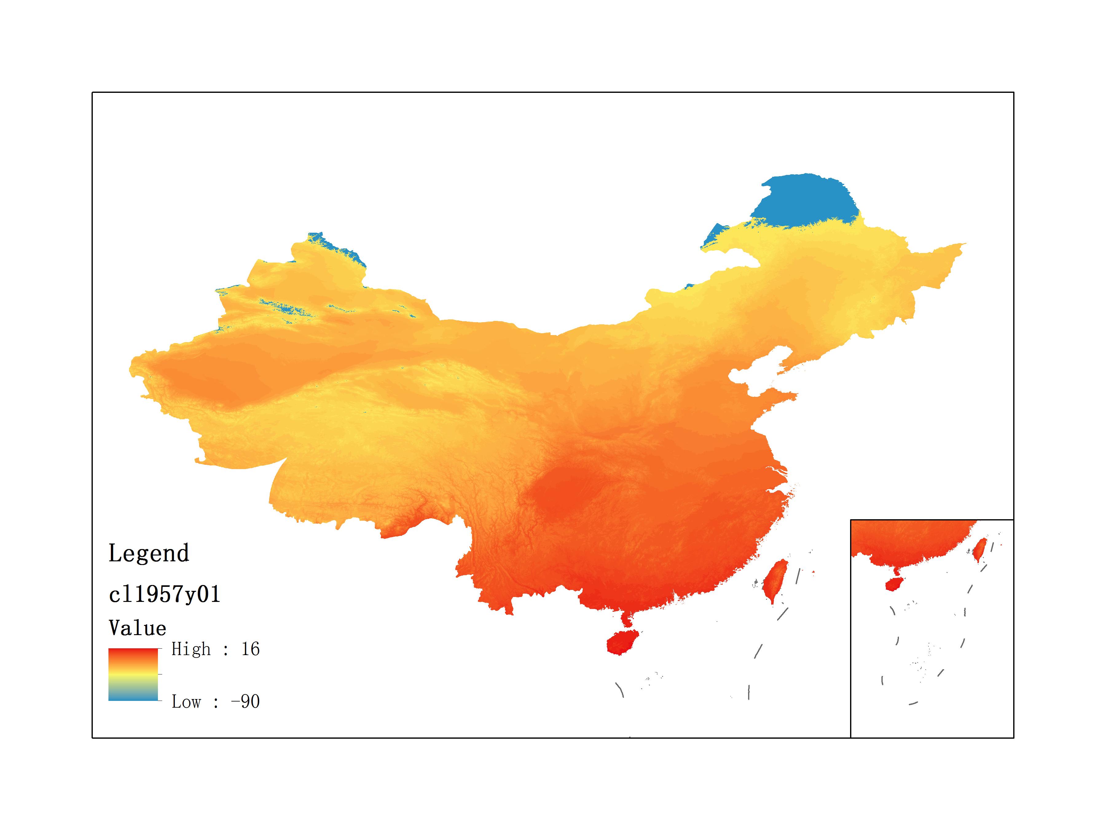 Average Minimum Temperature of January 1957