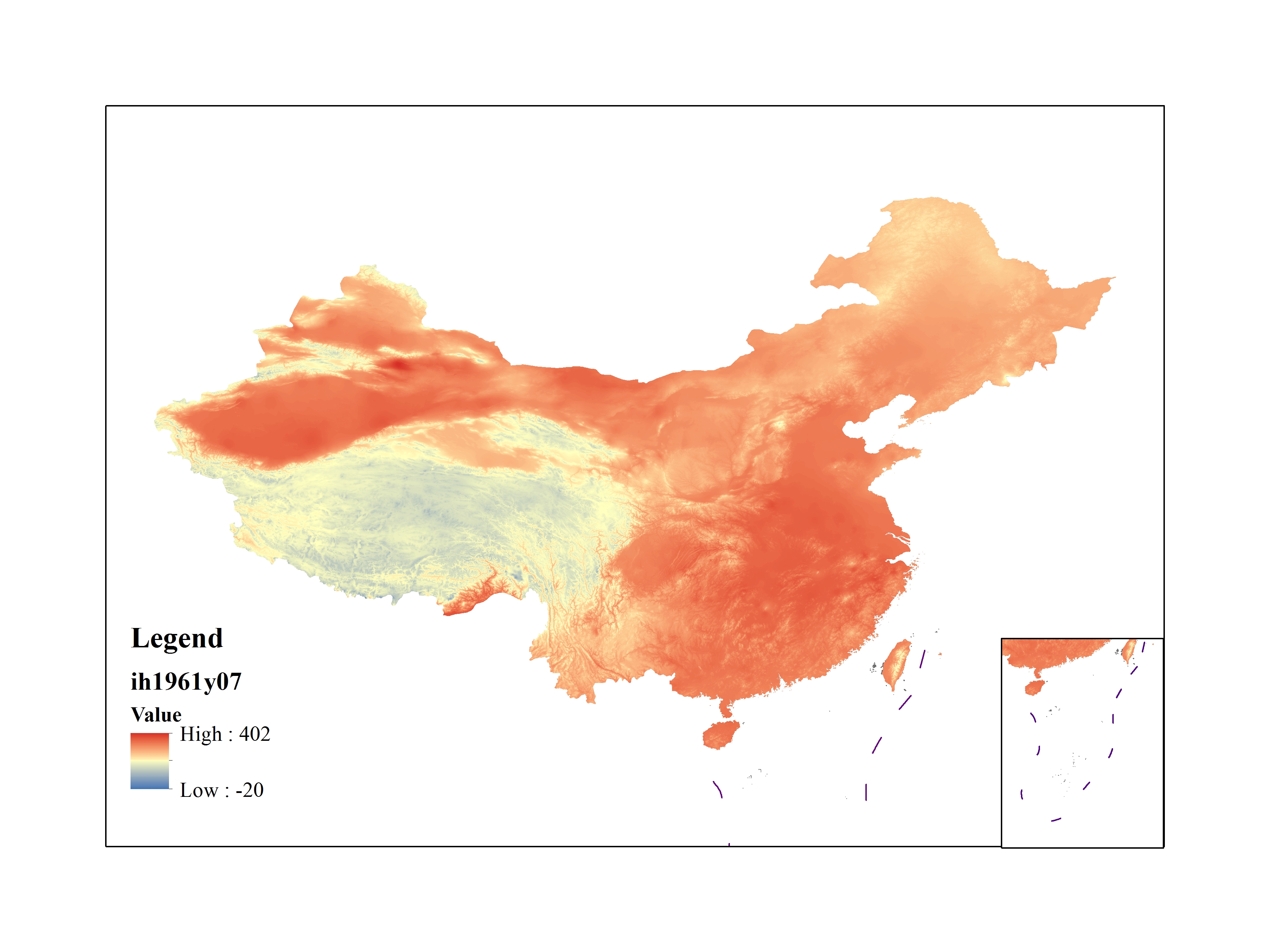 Average Minimum Temperature of July 1961 (0.1℃)