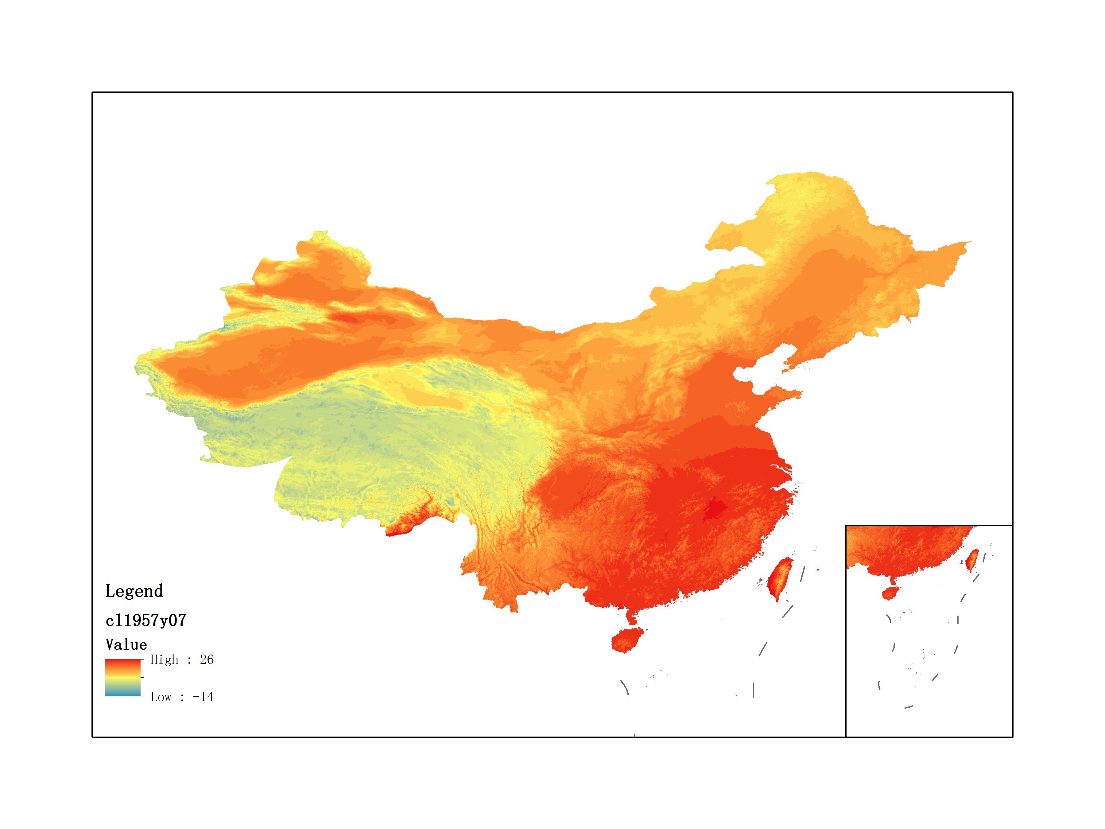 Average Minimum Temperature of July 1957