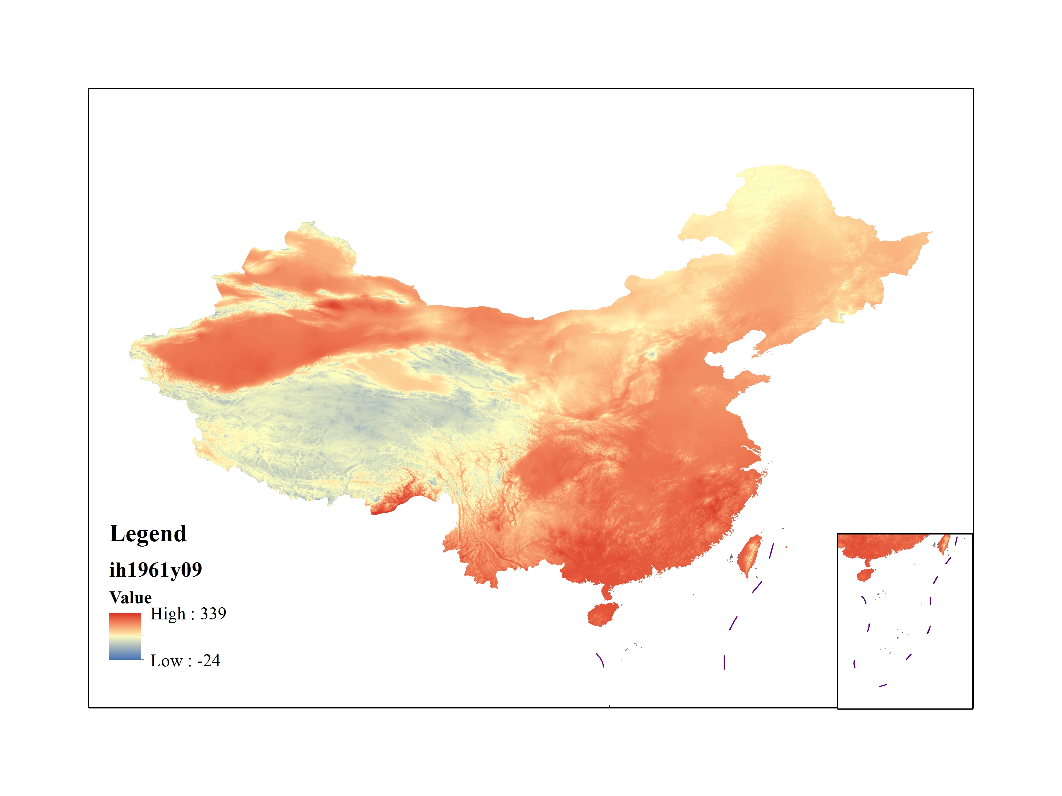 Average Minimum Temperature of September 1961 (0.1℃)