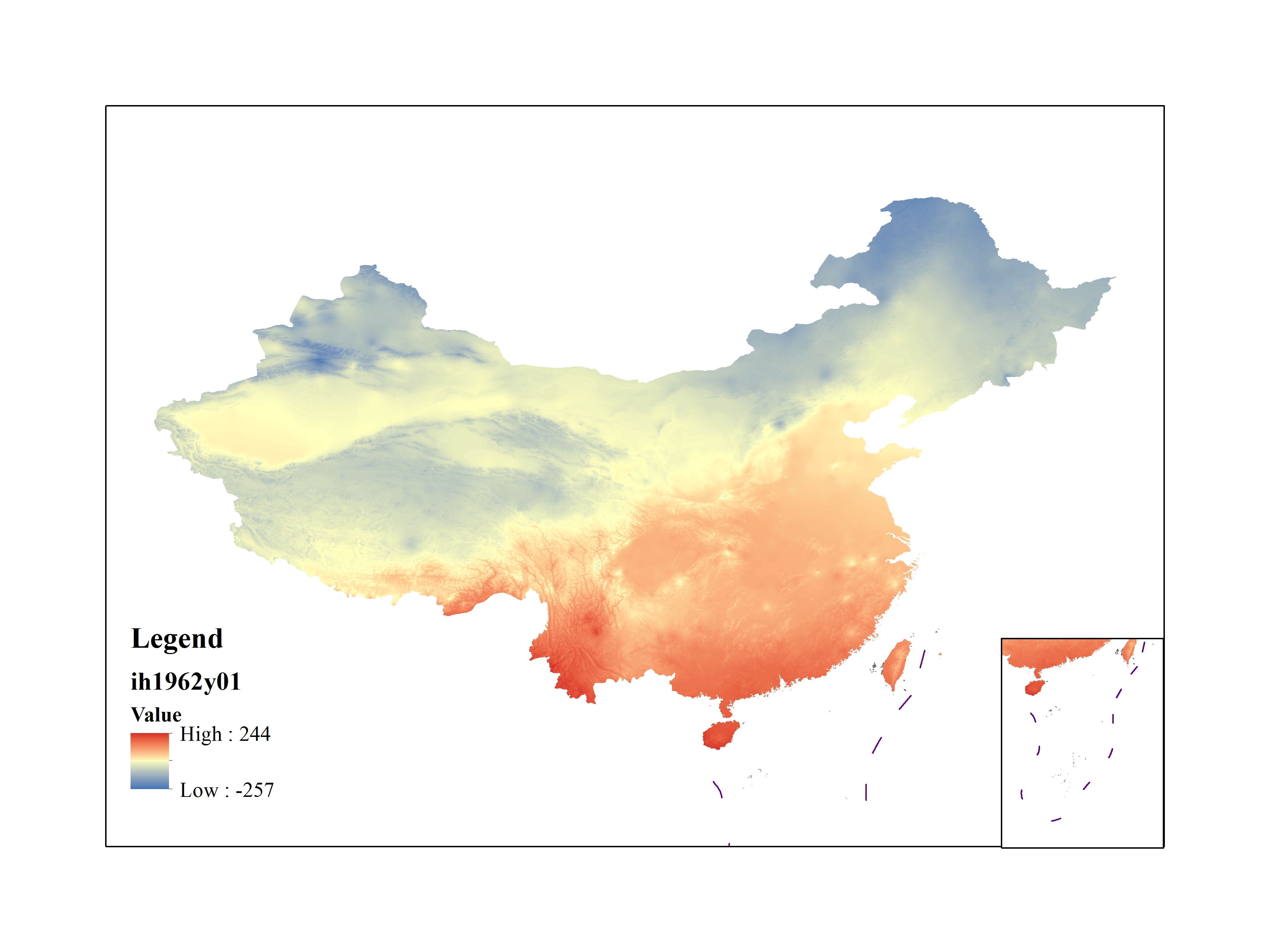 Average Minimum Temperature of January 1962 (0.1℃)