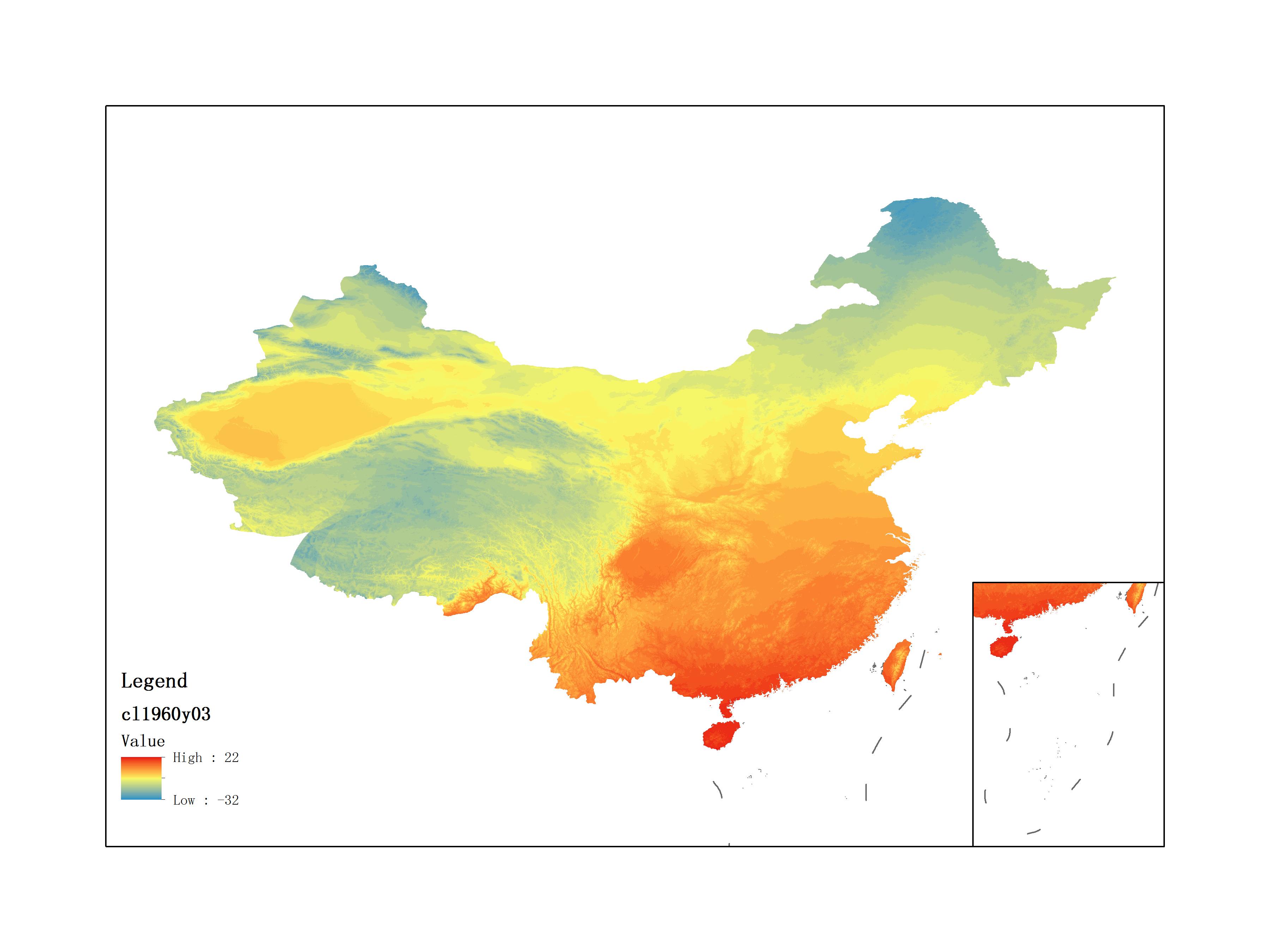 Average Minimum Temperature of March 1960 (0.1℃)