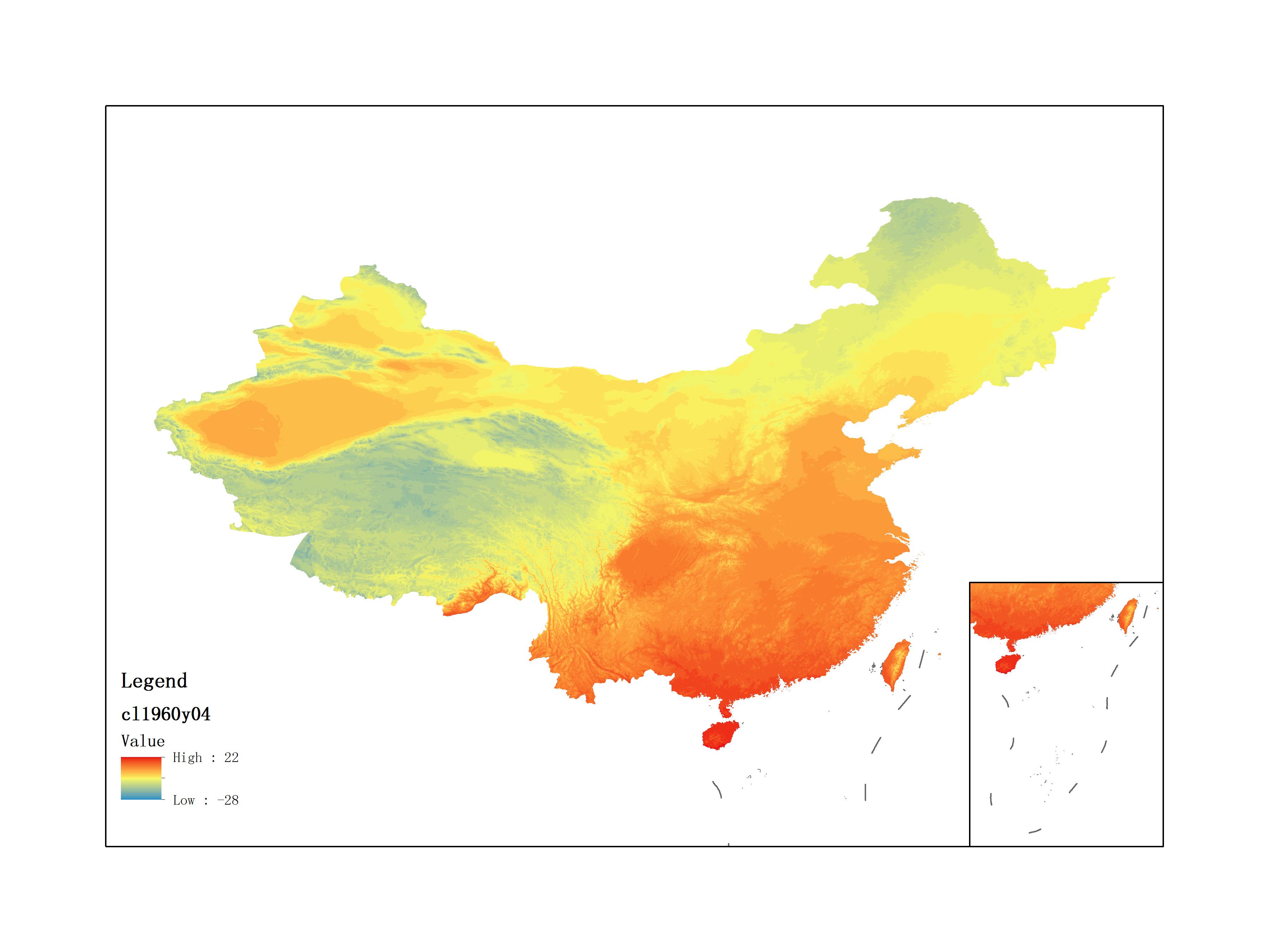 Average Minimum Temperature of April 1960 (0.1℃)