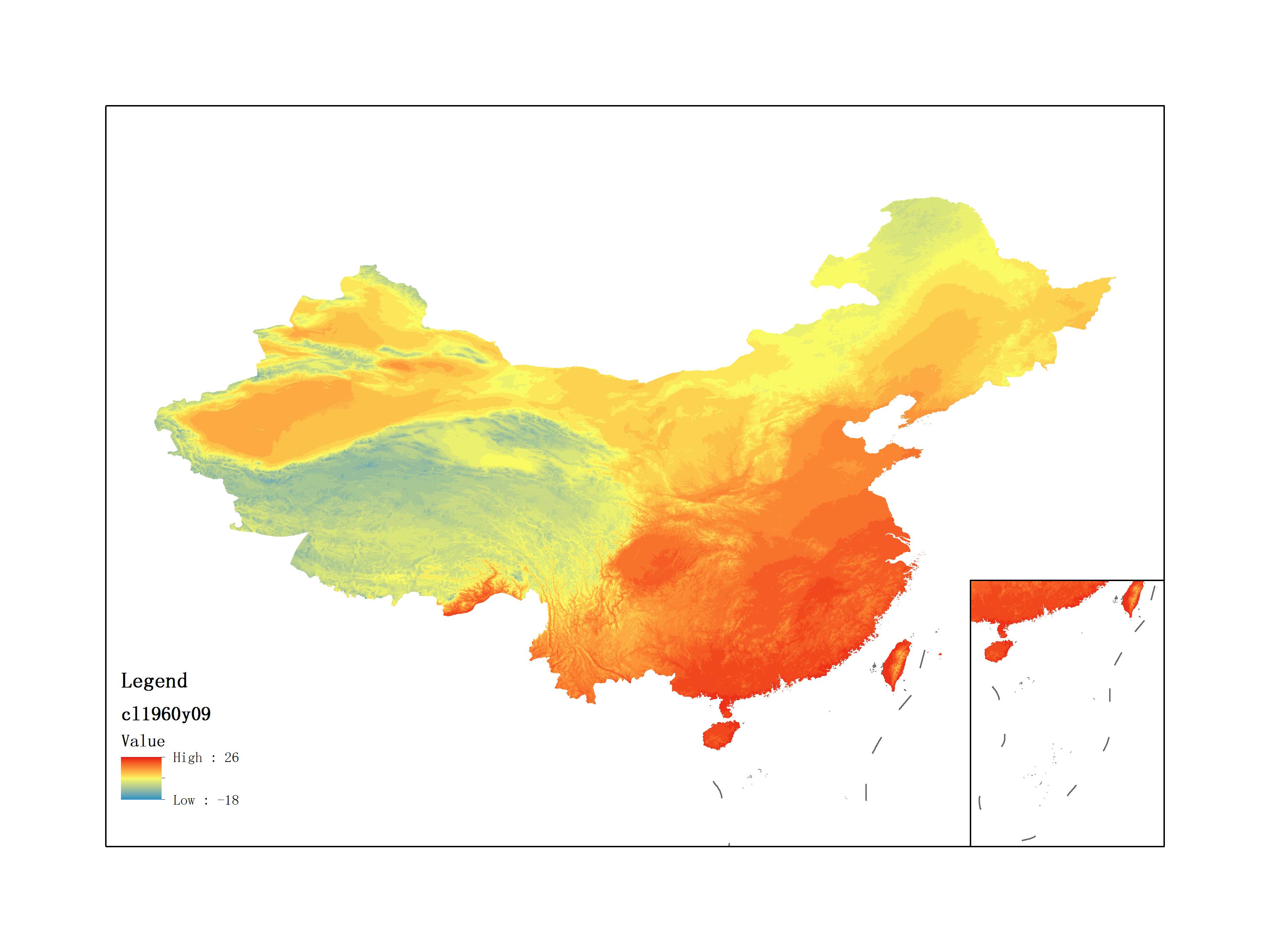 Average Minimum Temperature of September 1960 (0.1℃)