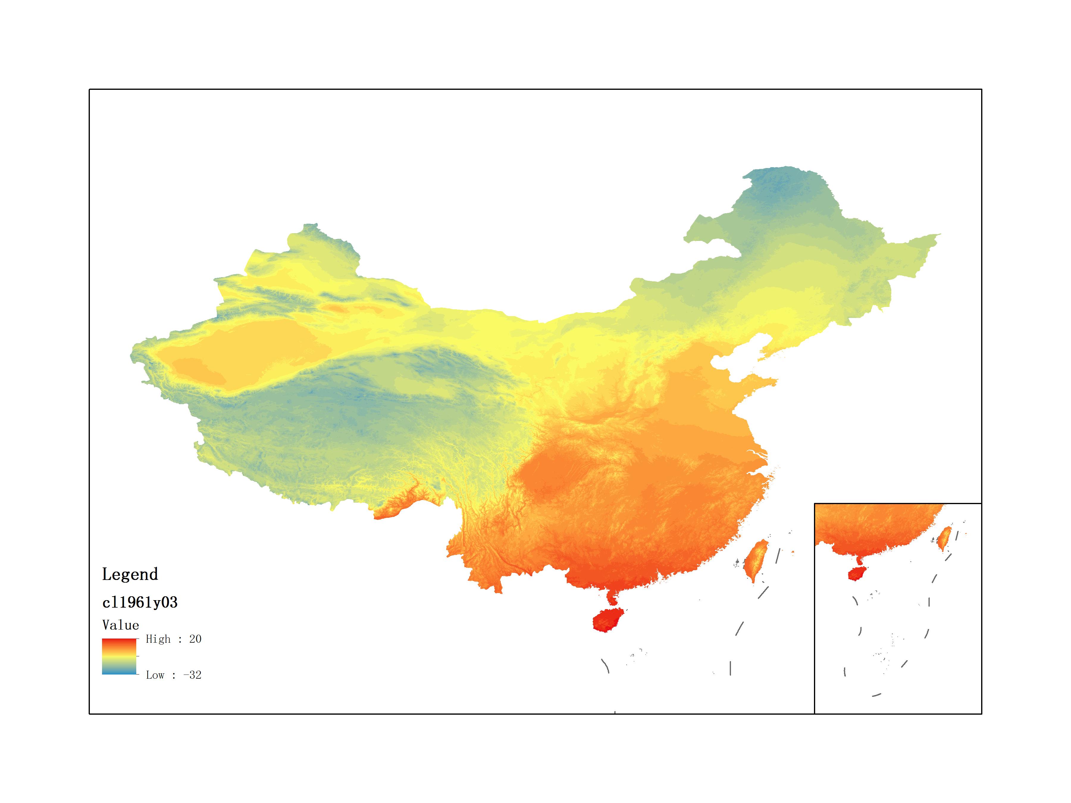 Average Minimum Temperature of March 1961 (0.1℃)