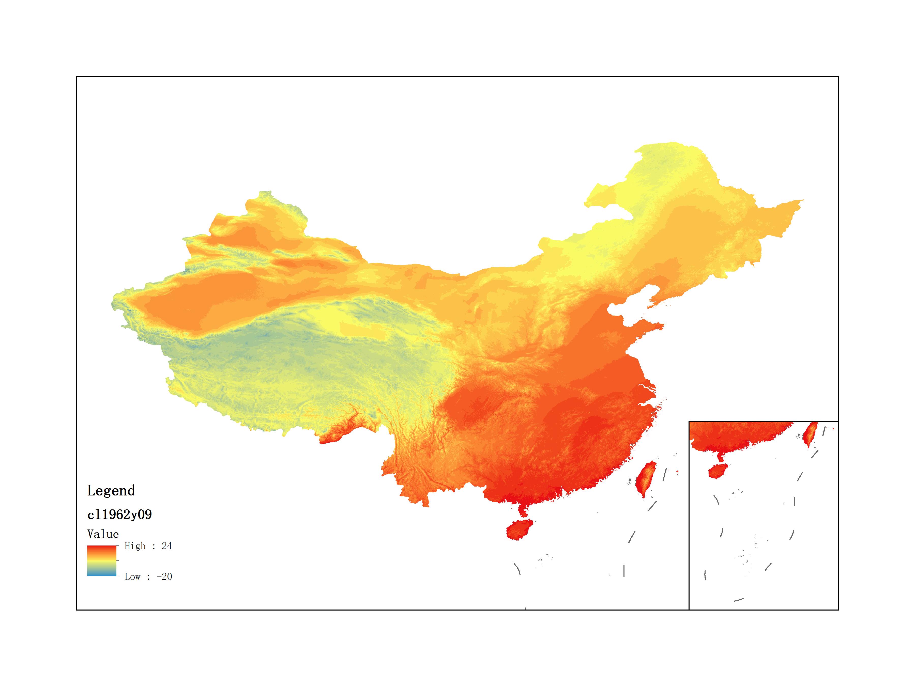 Average Minimum Temperature of September 1962 (0.1℃)