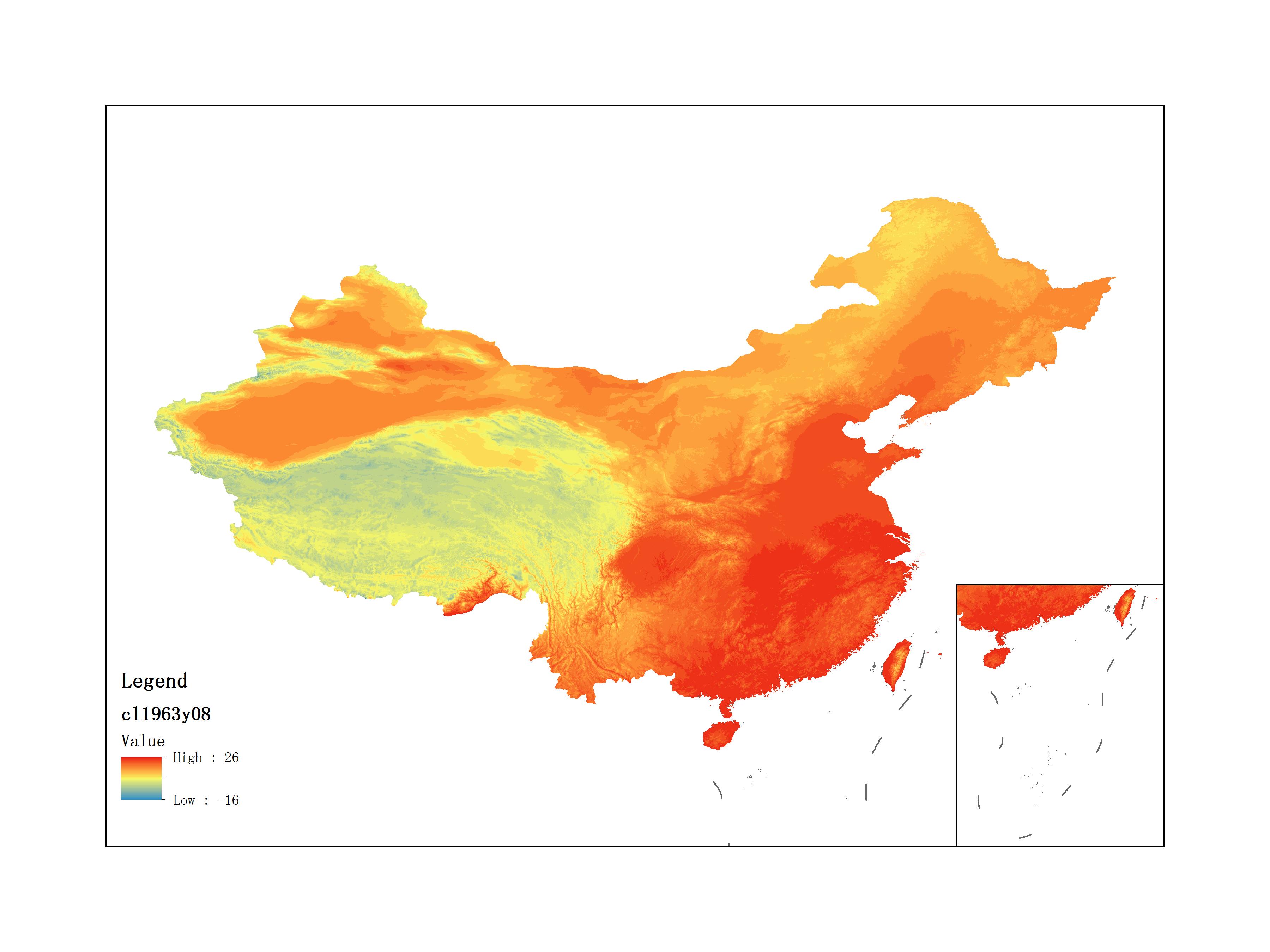 Average Minimum Temperature of August 1963 (0.1℃)