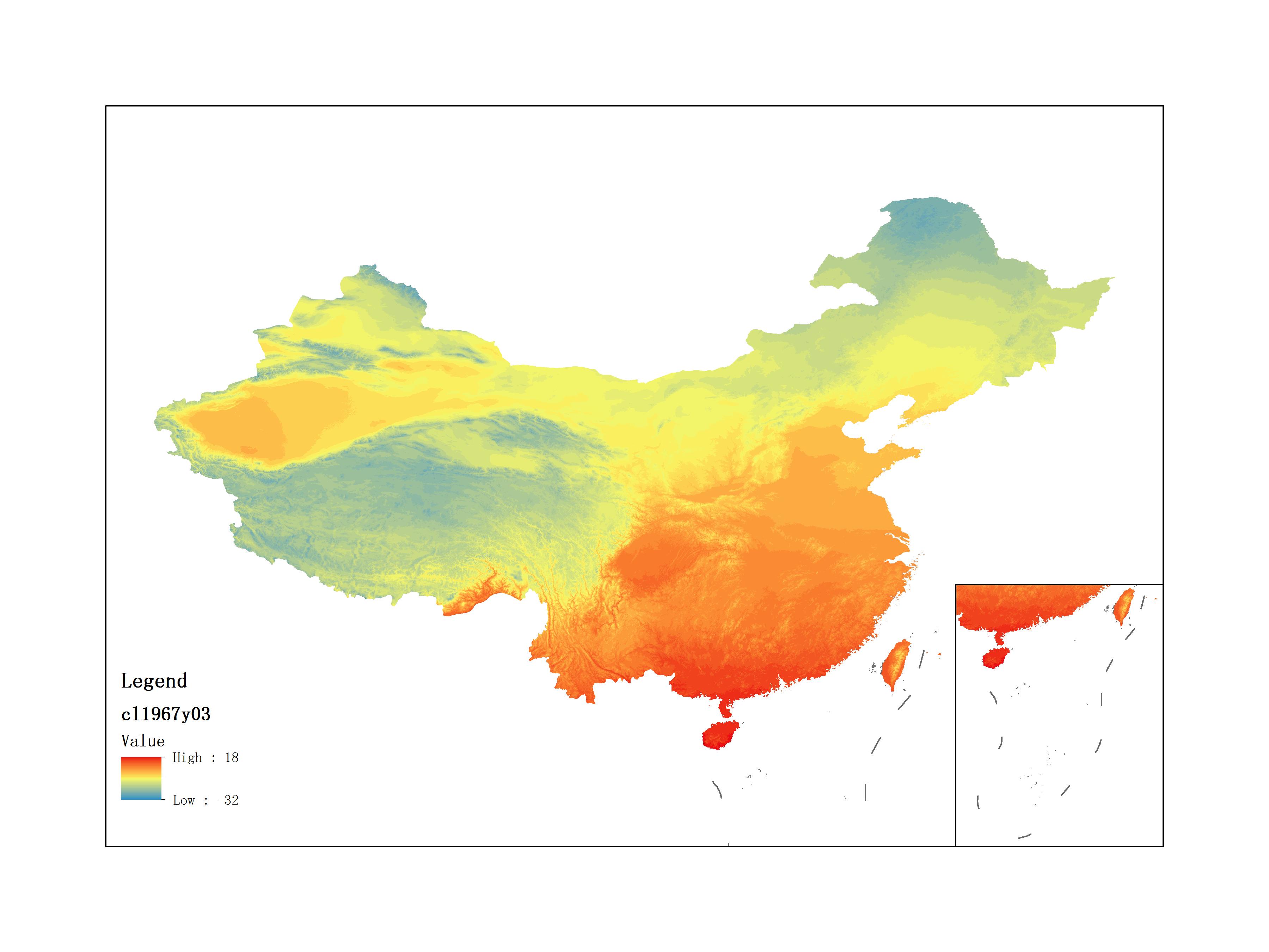 Average Minimum Temperature of March 1967 (0.1℃)