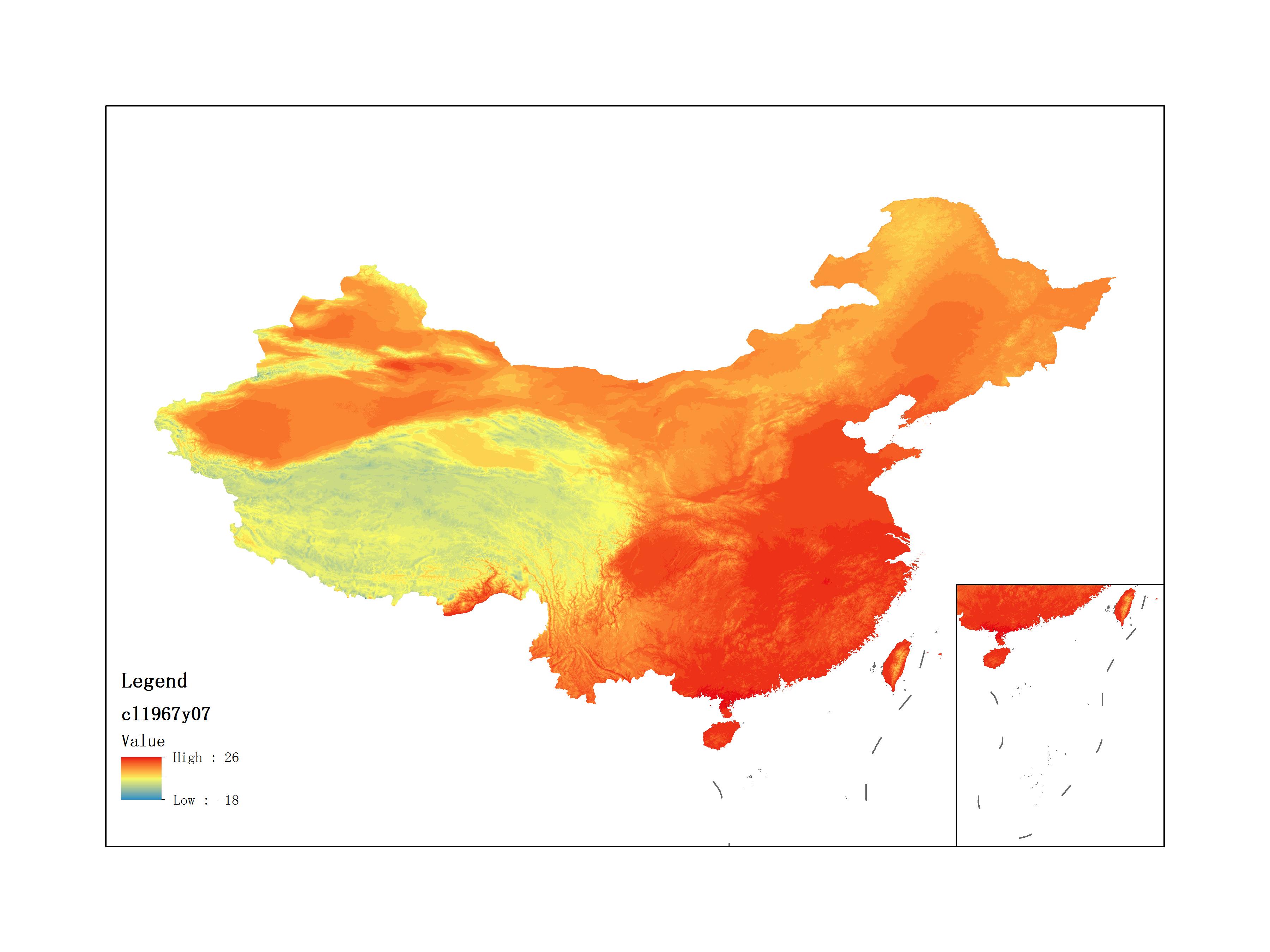 Average Minimum Temperature of July 1967 (0.1℃)