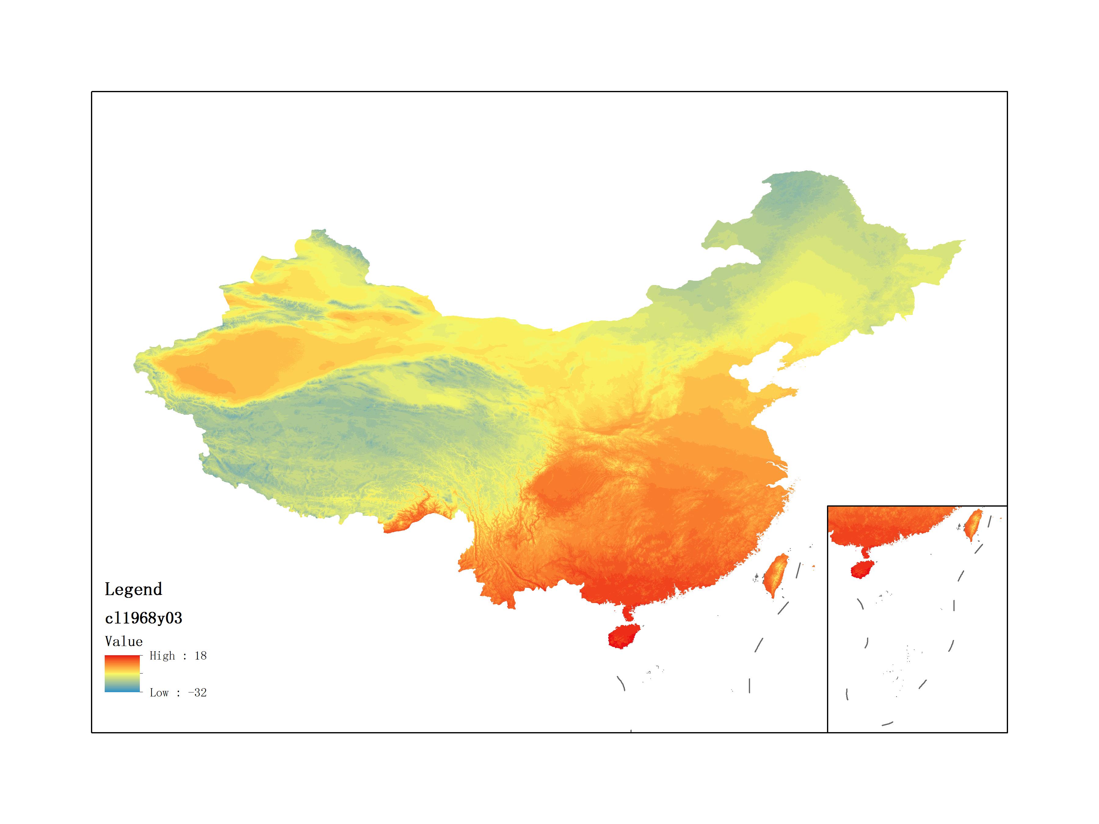 Average Minimum Temperature of March 1968 (0.1℃)