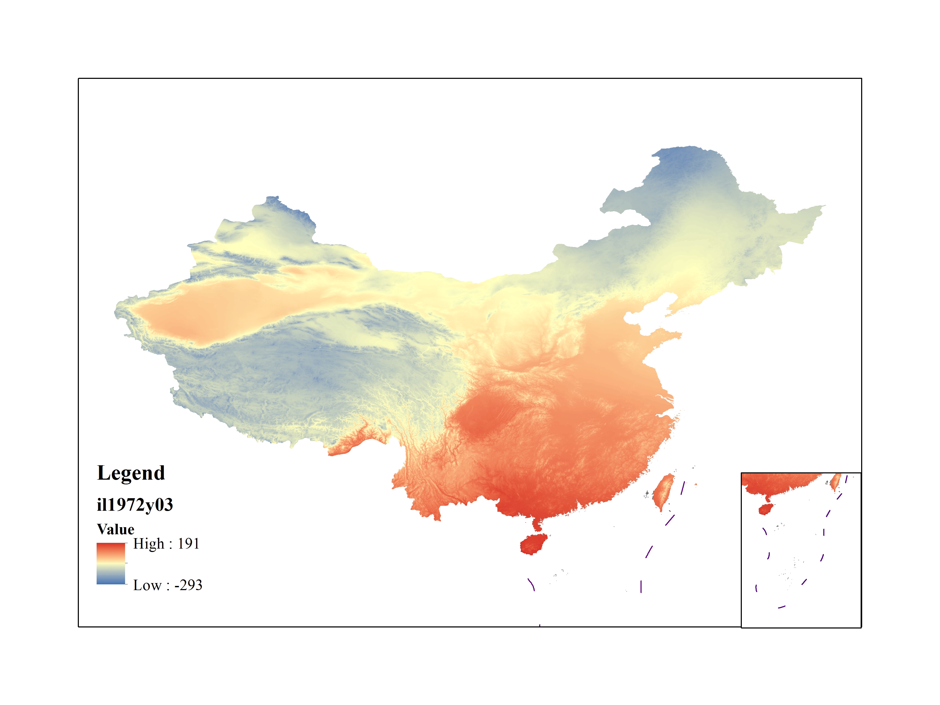 Mean minimum temperature for March 1972(0.1℃)