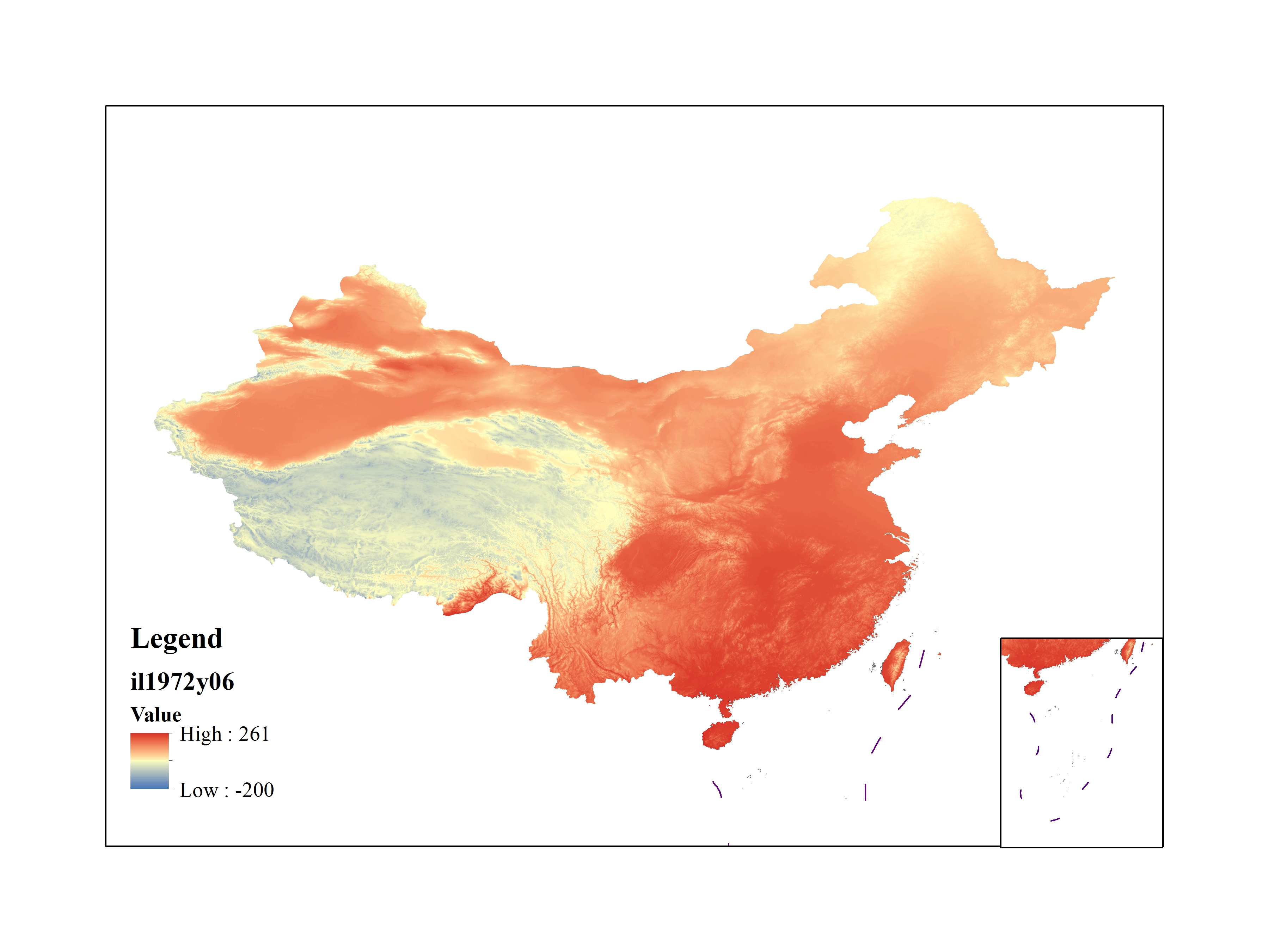 Mean minimum temperature for June 1972(0.1℃)