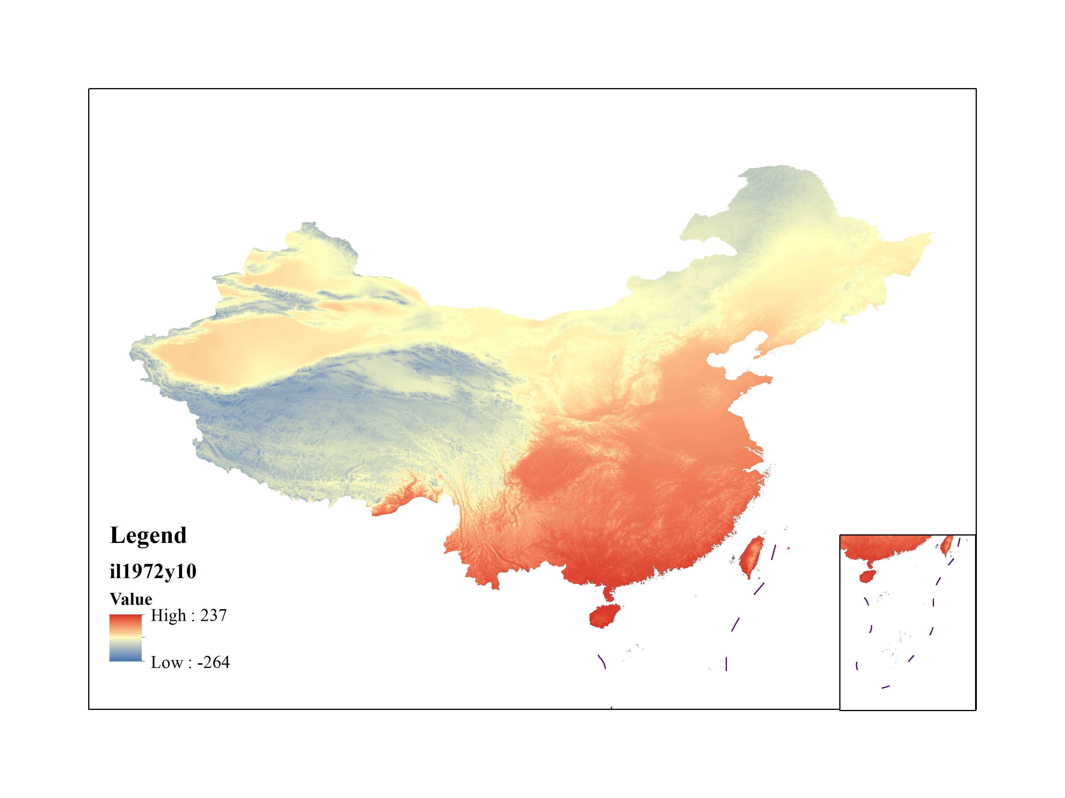 Mean minimum temperature for October 1972(0.1℃)