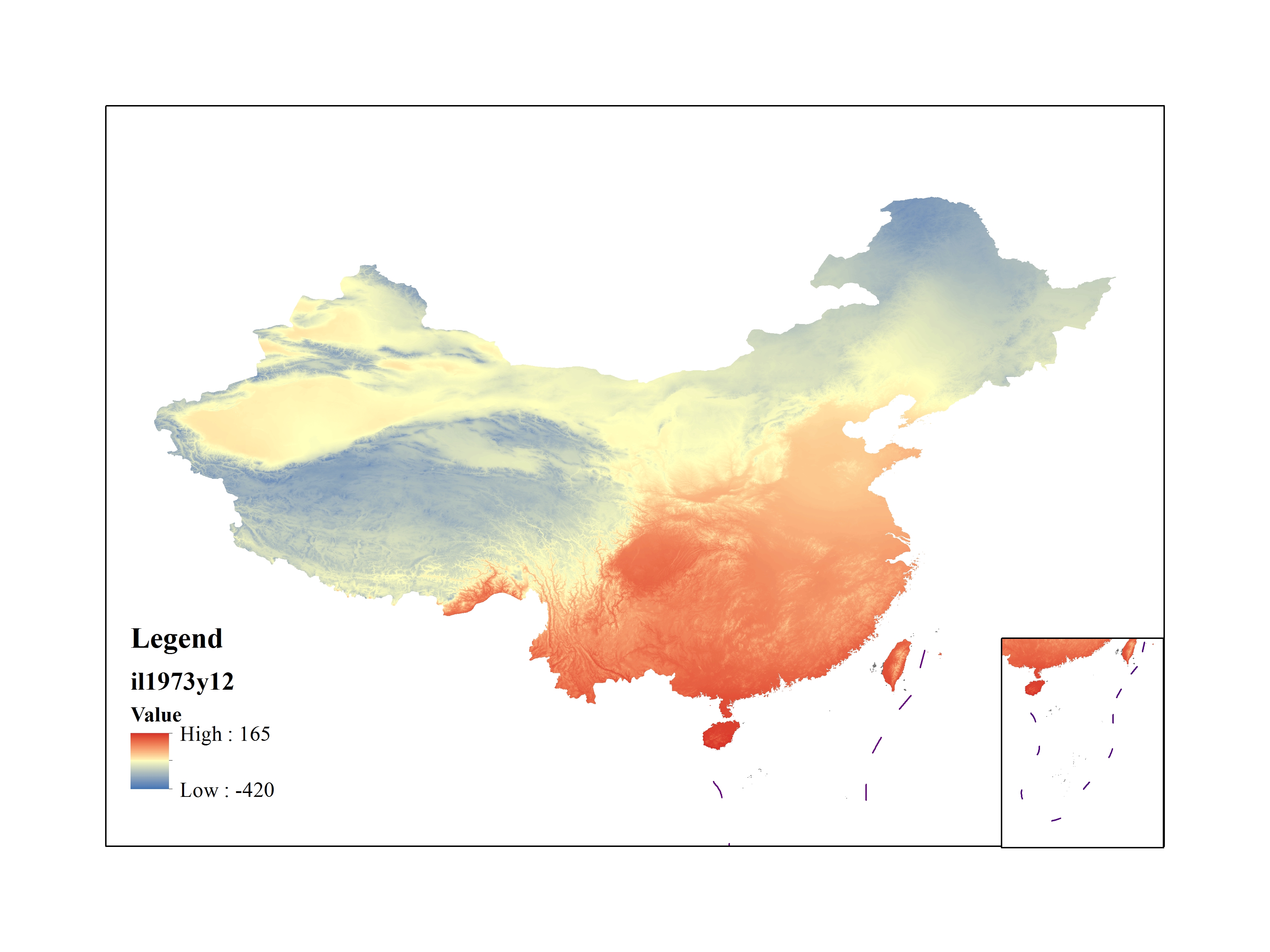 Mean minimum temperature for December 1973(0.1℃)