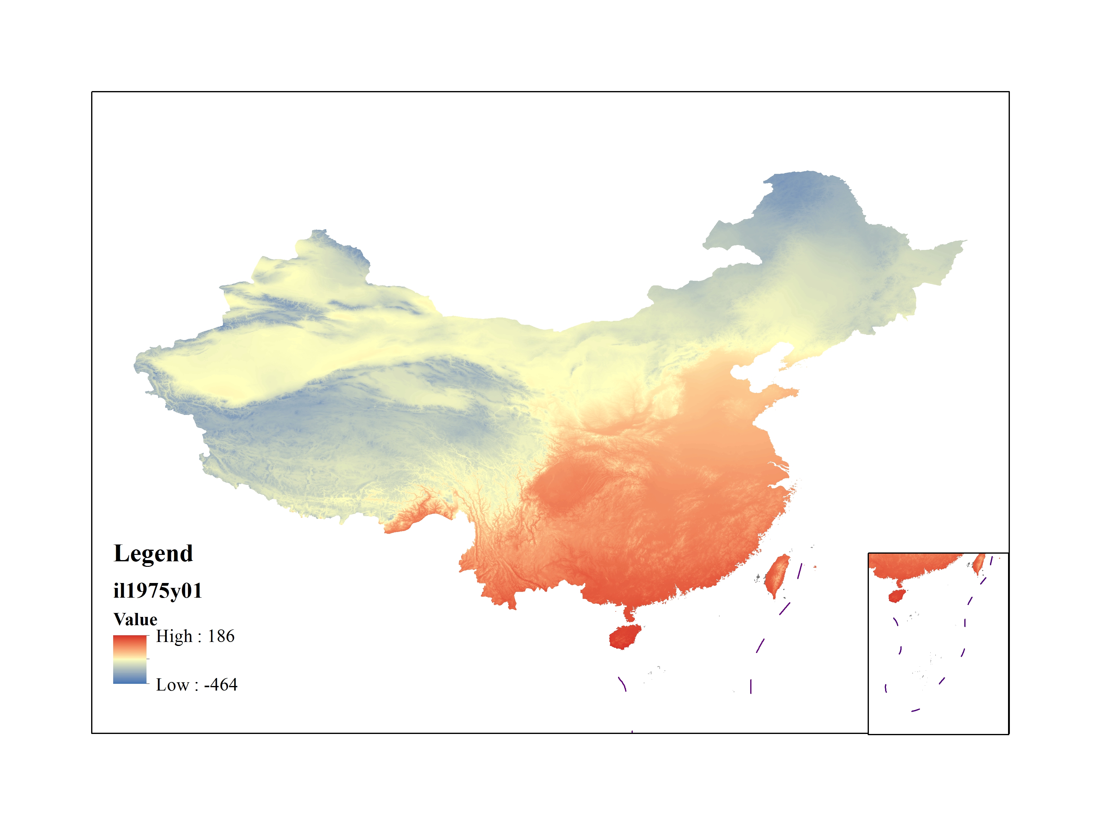 Mean minimum temperature for January 1975(0.1℃)