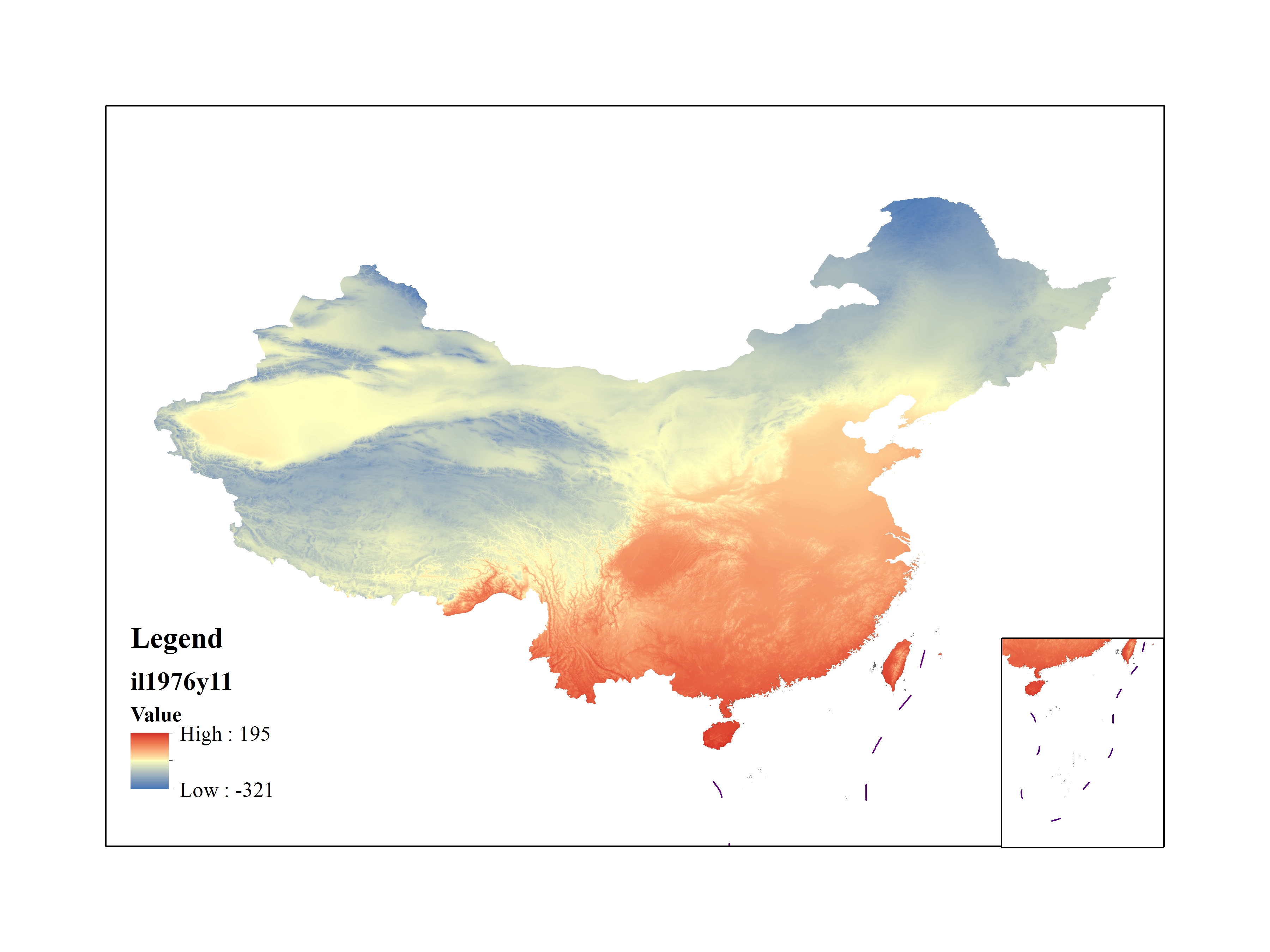 Mean minimum temperature for November 1976(0.1℃)