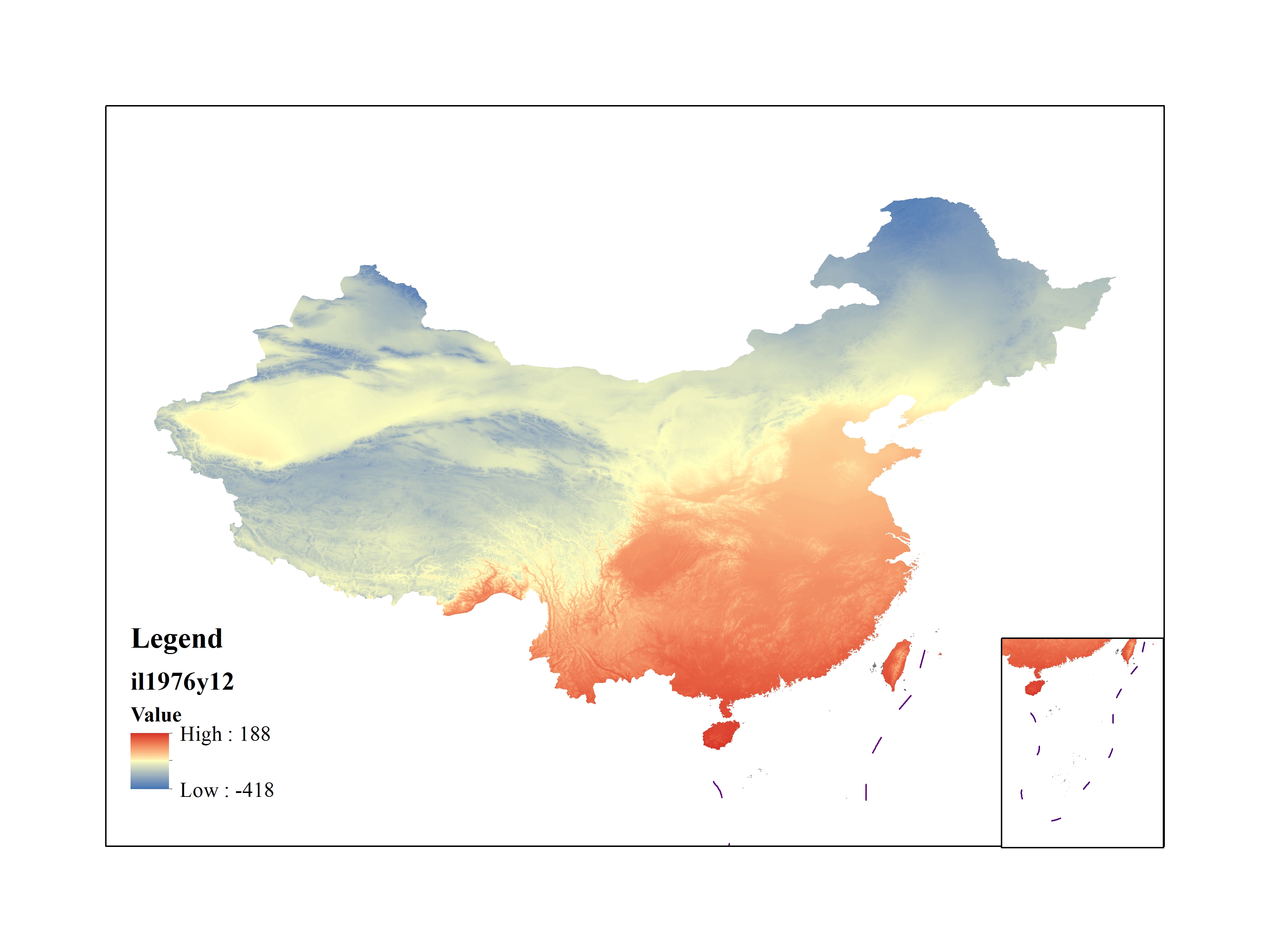 Mean minimum temperature for December 1976(0.1℃)