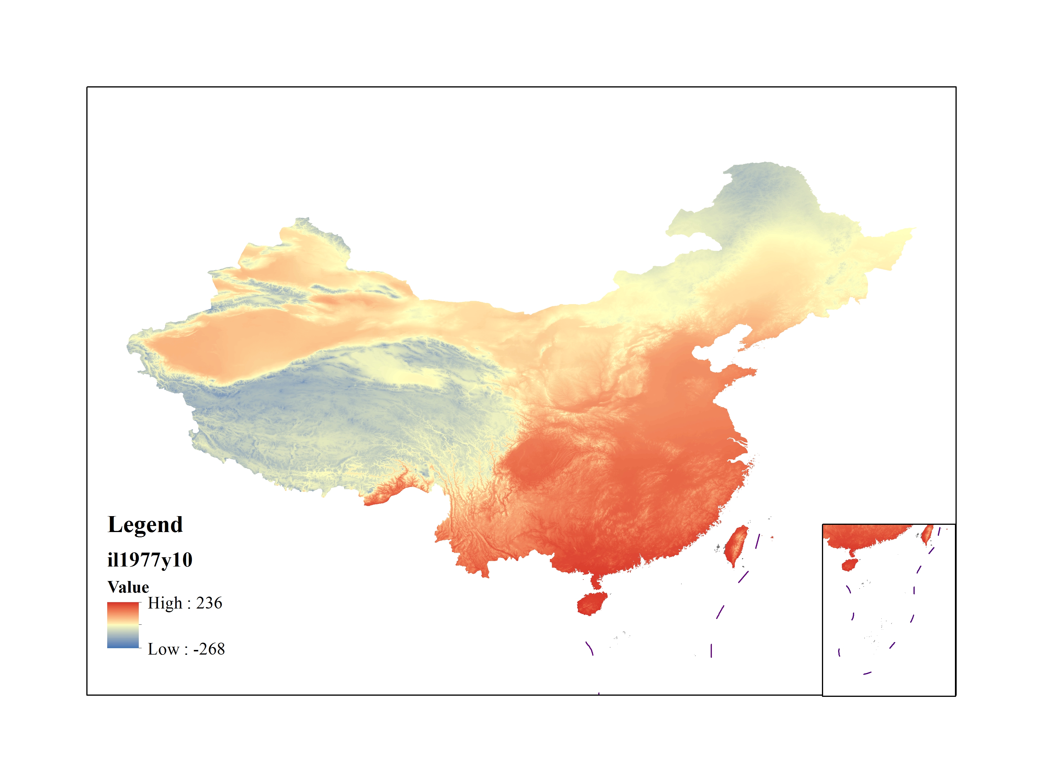 Mean minimum temperature for October 1977(0.1℃)