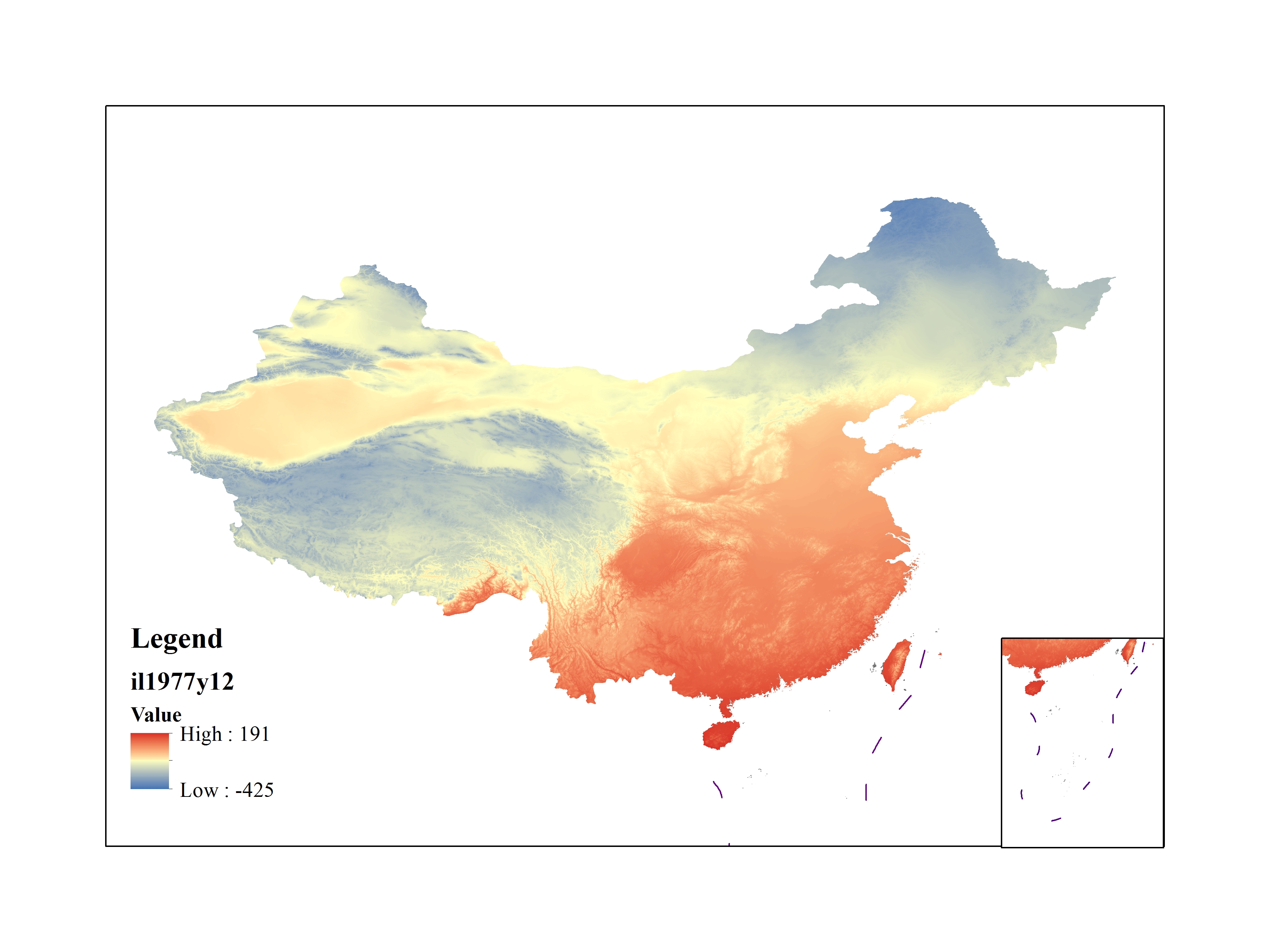 Mean minimum temperature for December 1977(0.1℃)