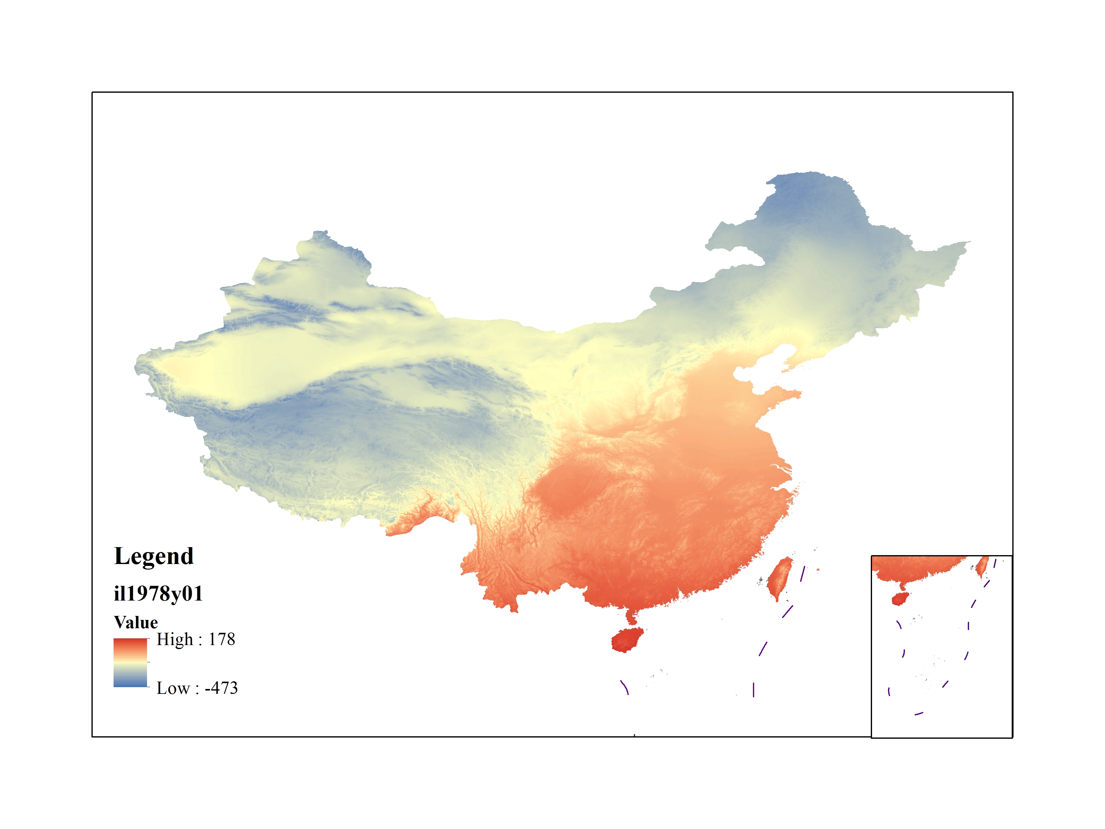 Mean minimum temperature for January 1978(0.1℃)