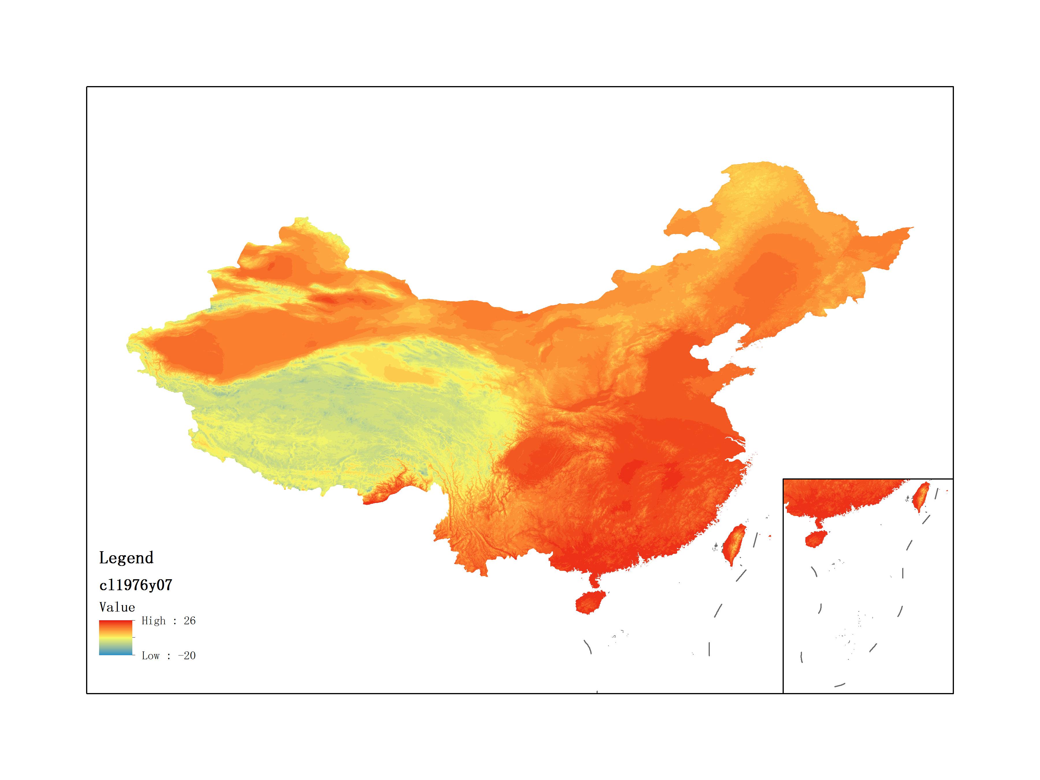 Average Minimum Temperature of July 1976 (0.1℃)