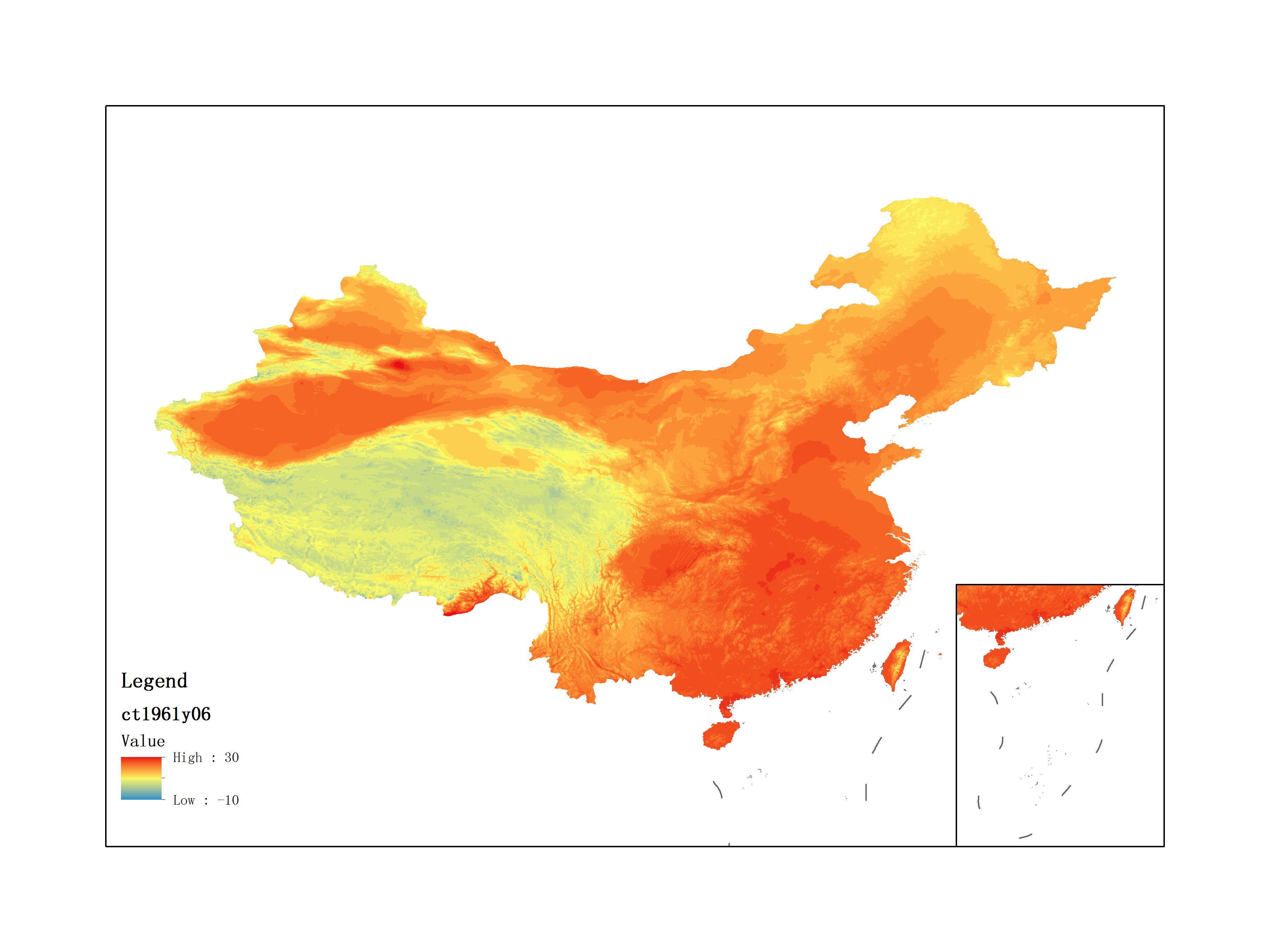 Monthly mean temperature for June 1961(by level)