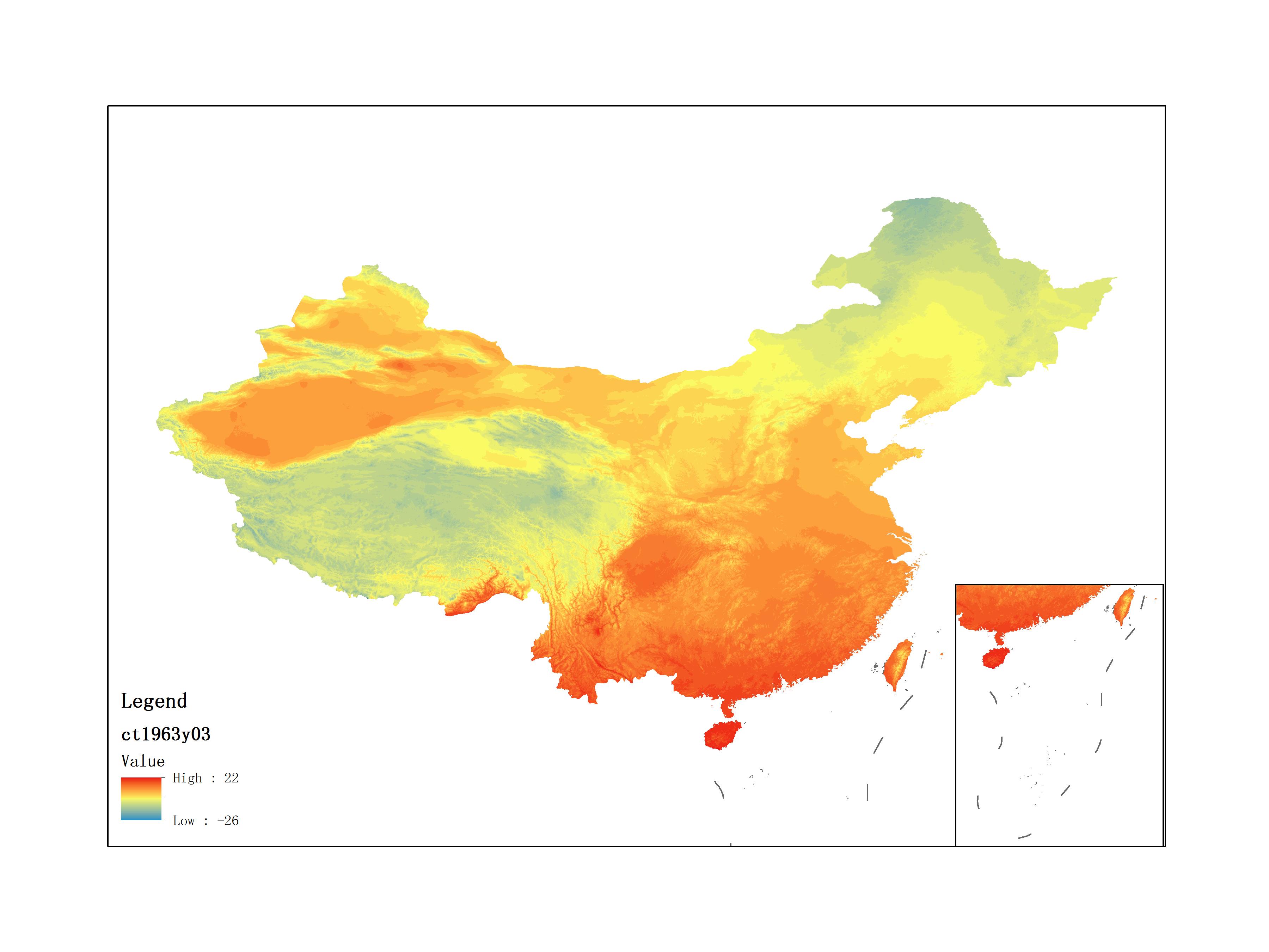 Monthly mean temperature for March 1963(by level)