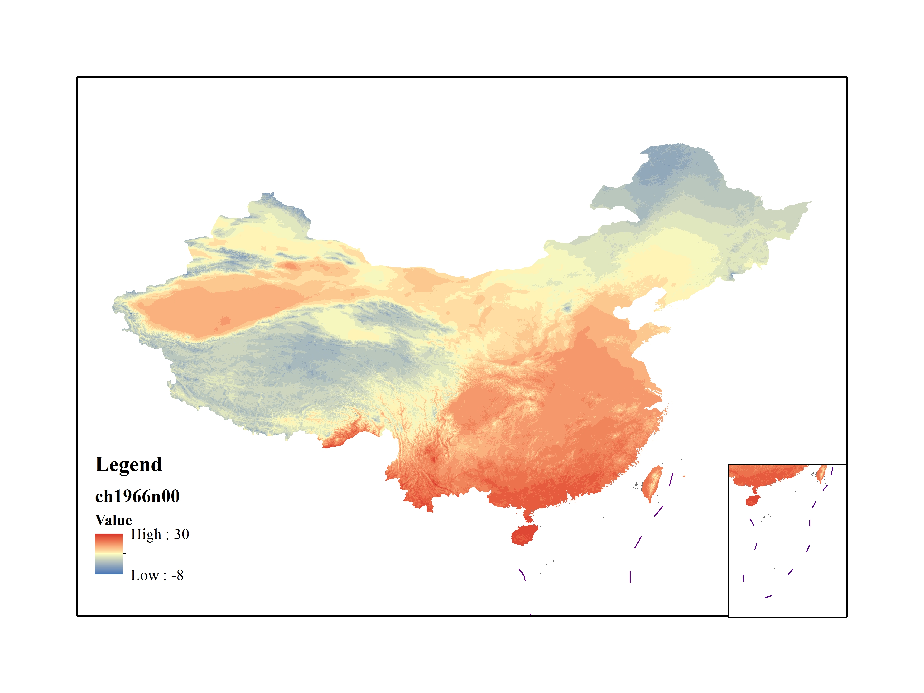 Mean maximum temperature for 1966(by level)