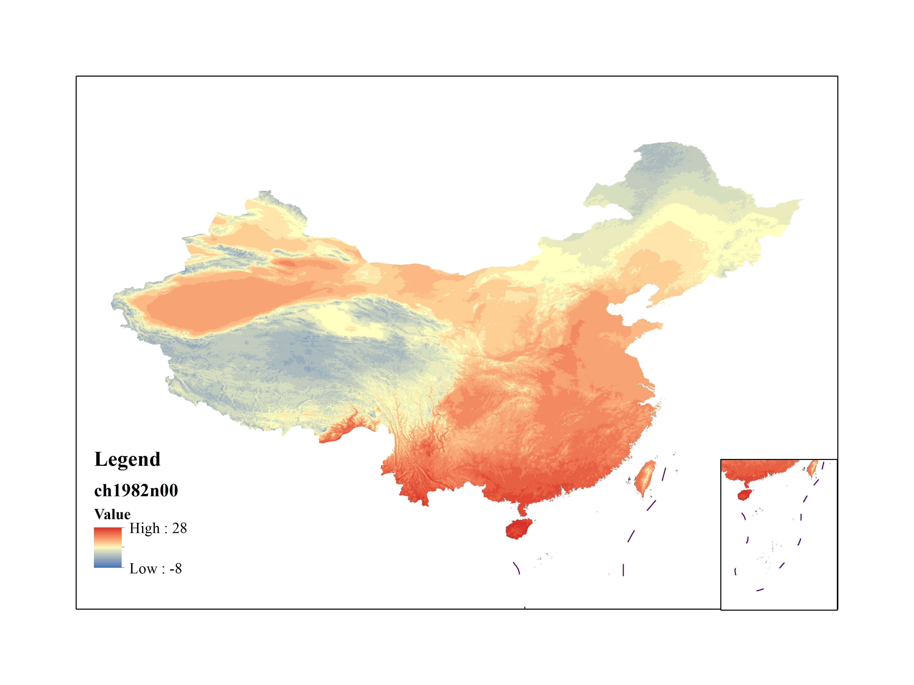 Mean maximum temperature for 1982(by level)