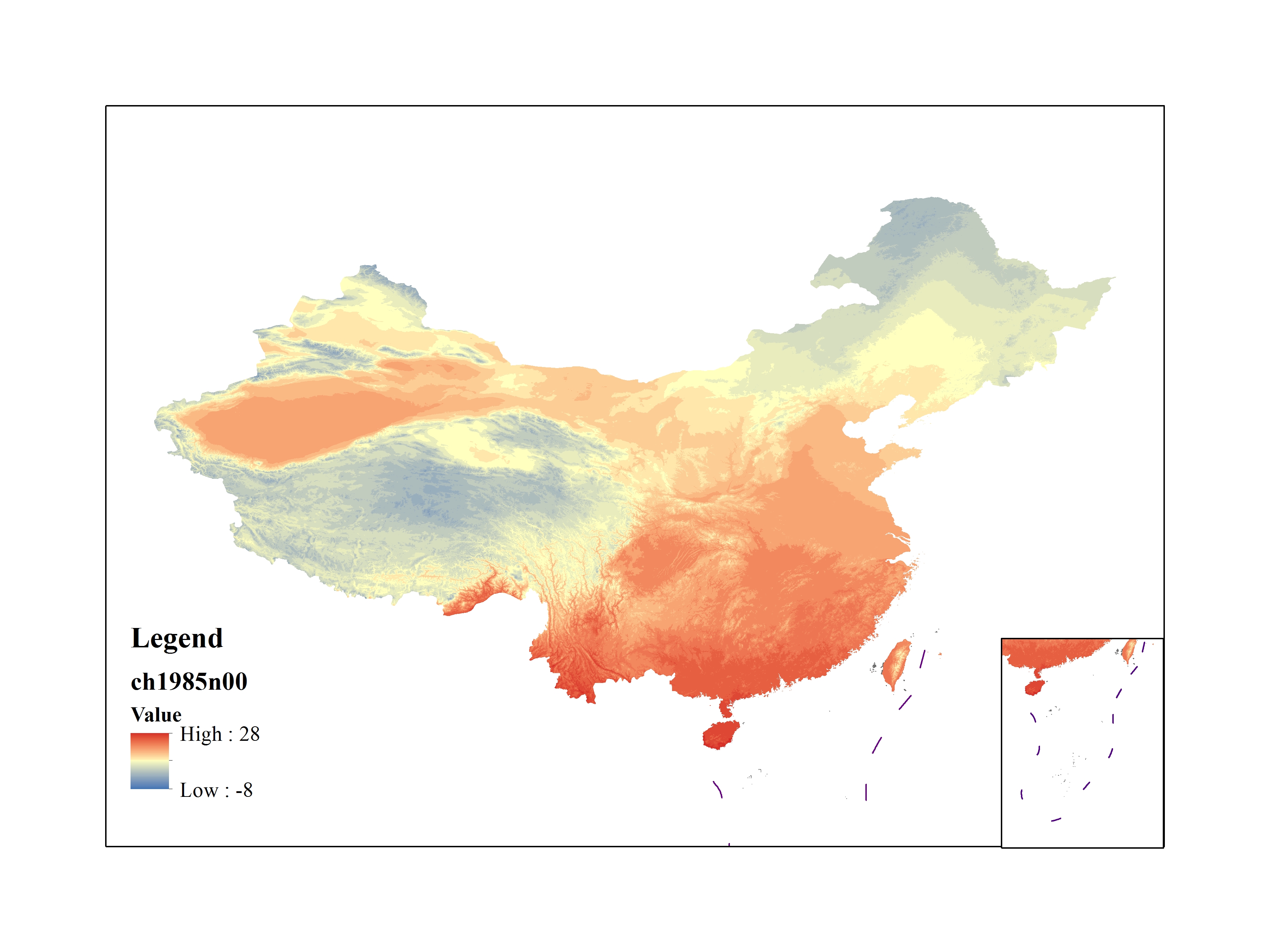 Mean maximum temperature for 1985(by level)