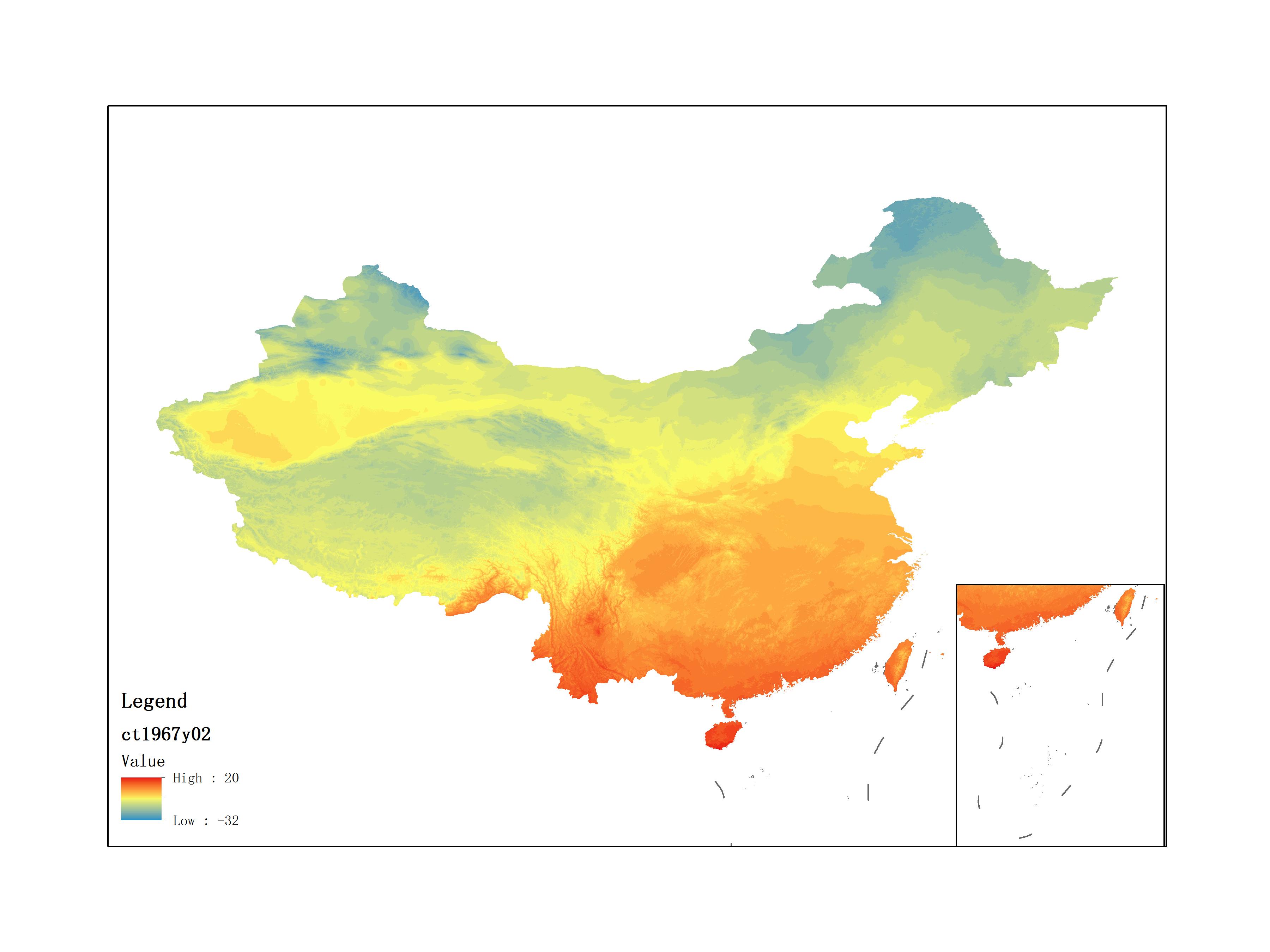 Monthly mean temperature for February 1967(by level)