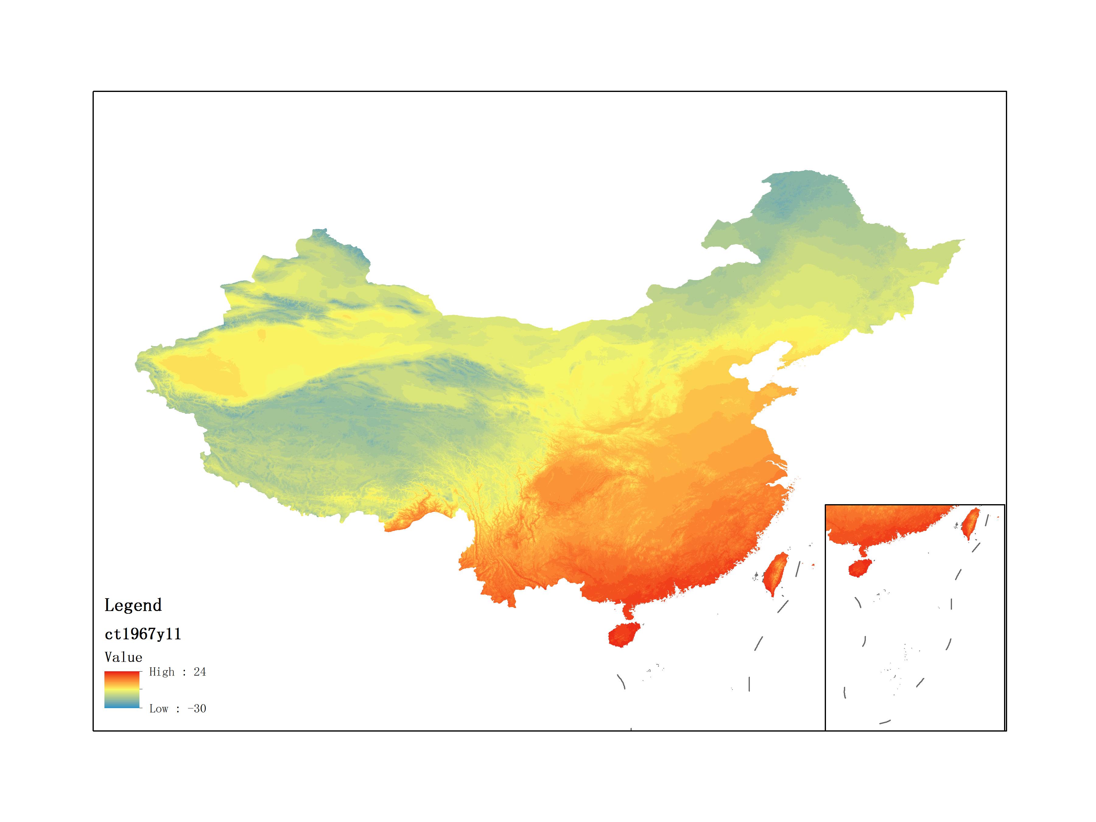 Monthly mean temperature for November 1967(by level)