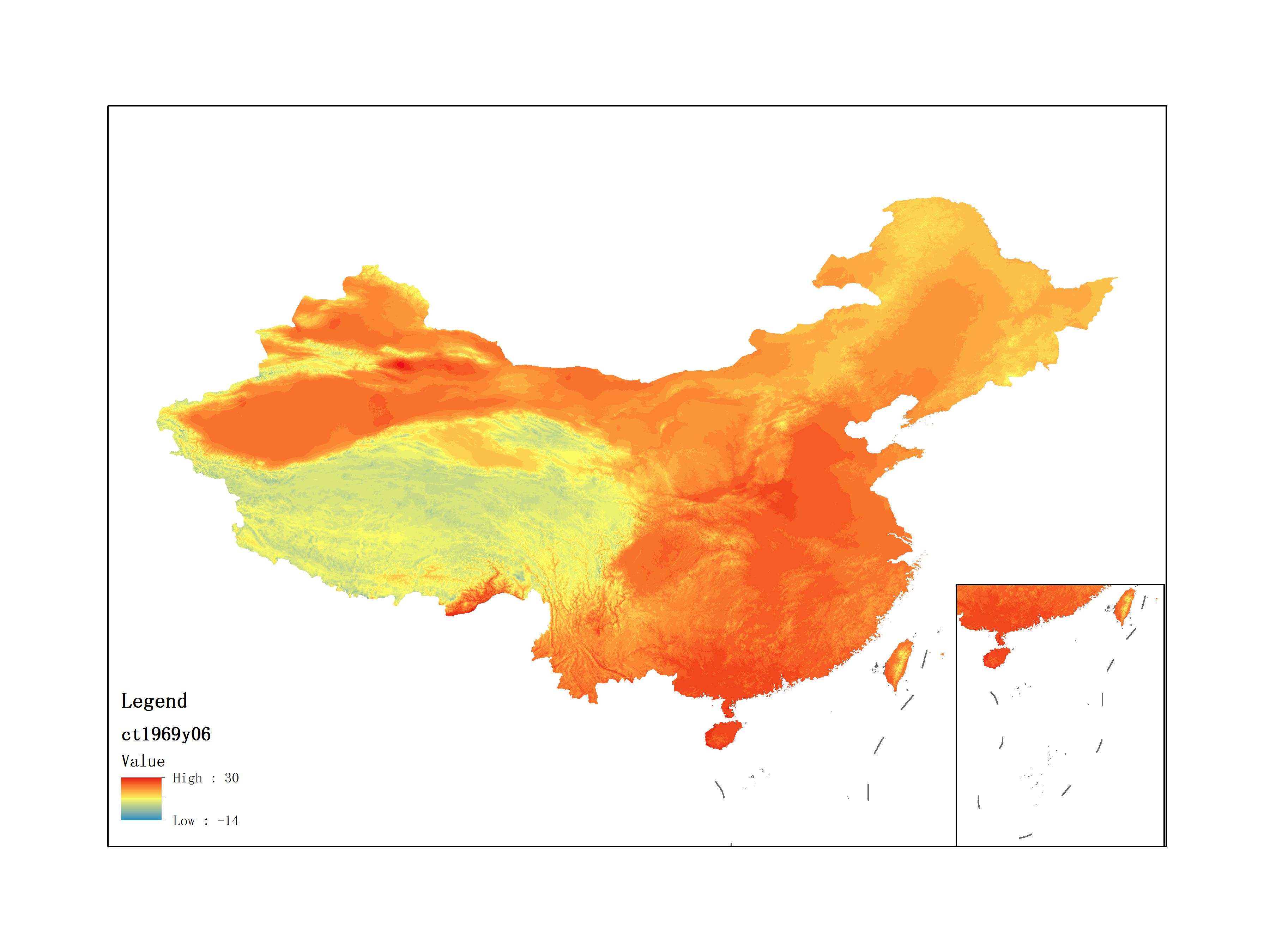 Monthly mean temperature for June 1969(by level)