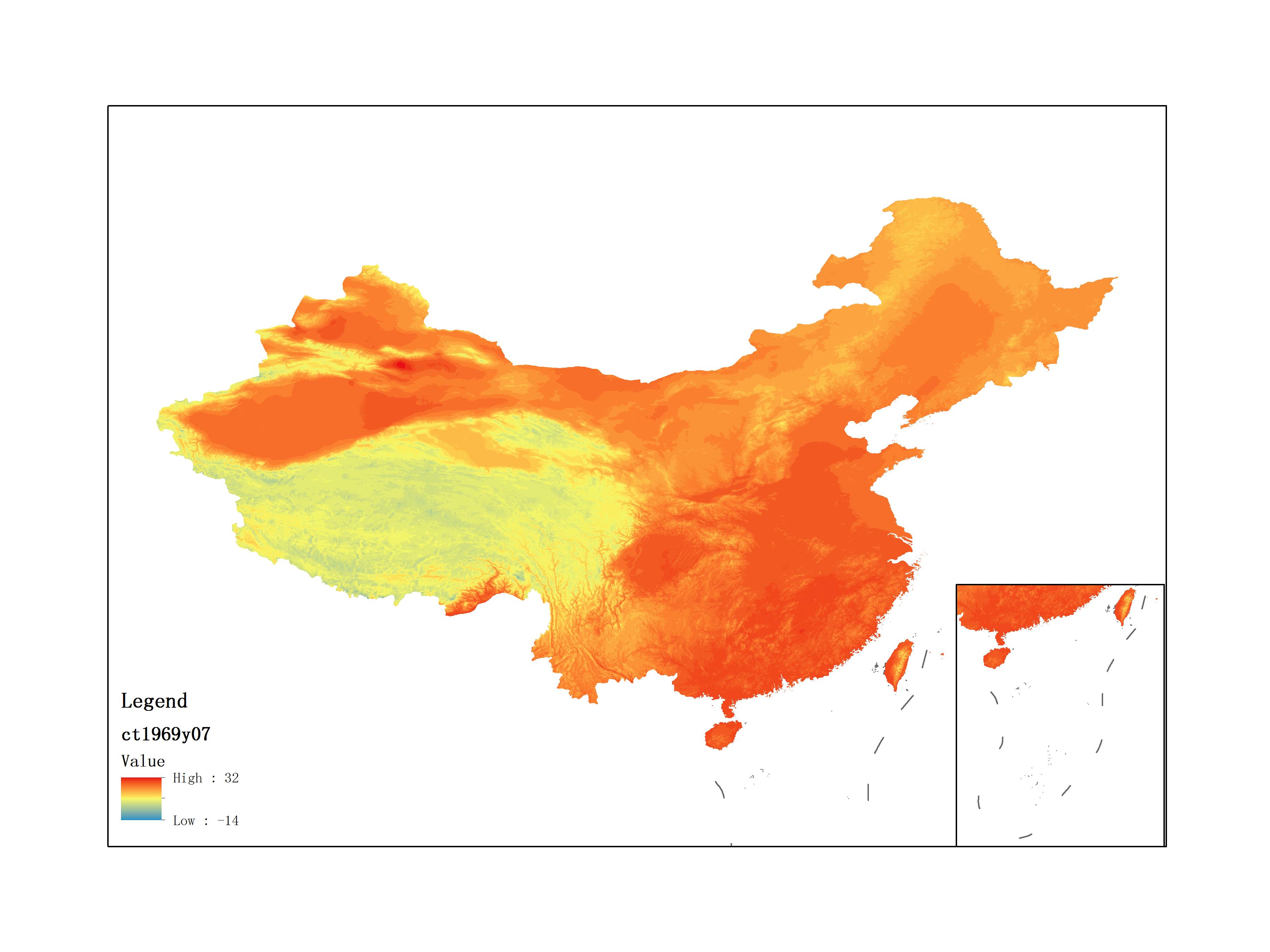 Monthly mean temperature for July 1969(by level)