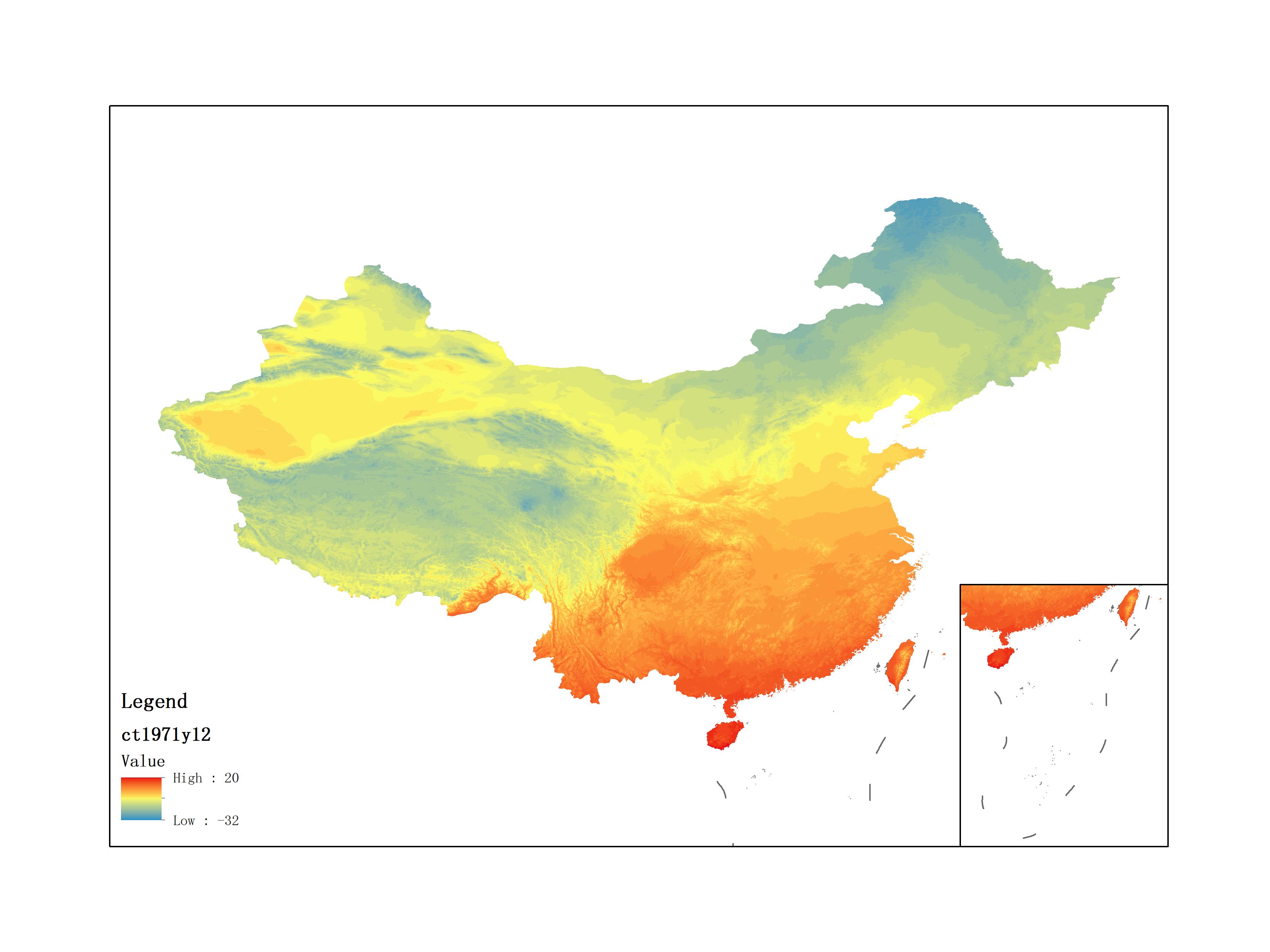 Monthly mean temperature for December 1971(by level)