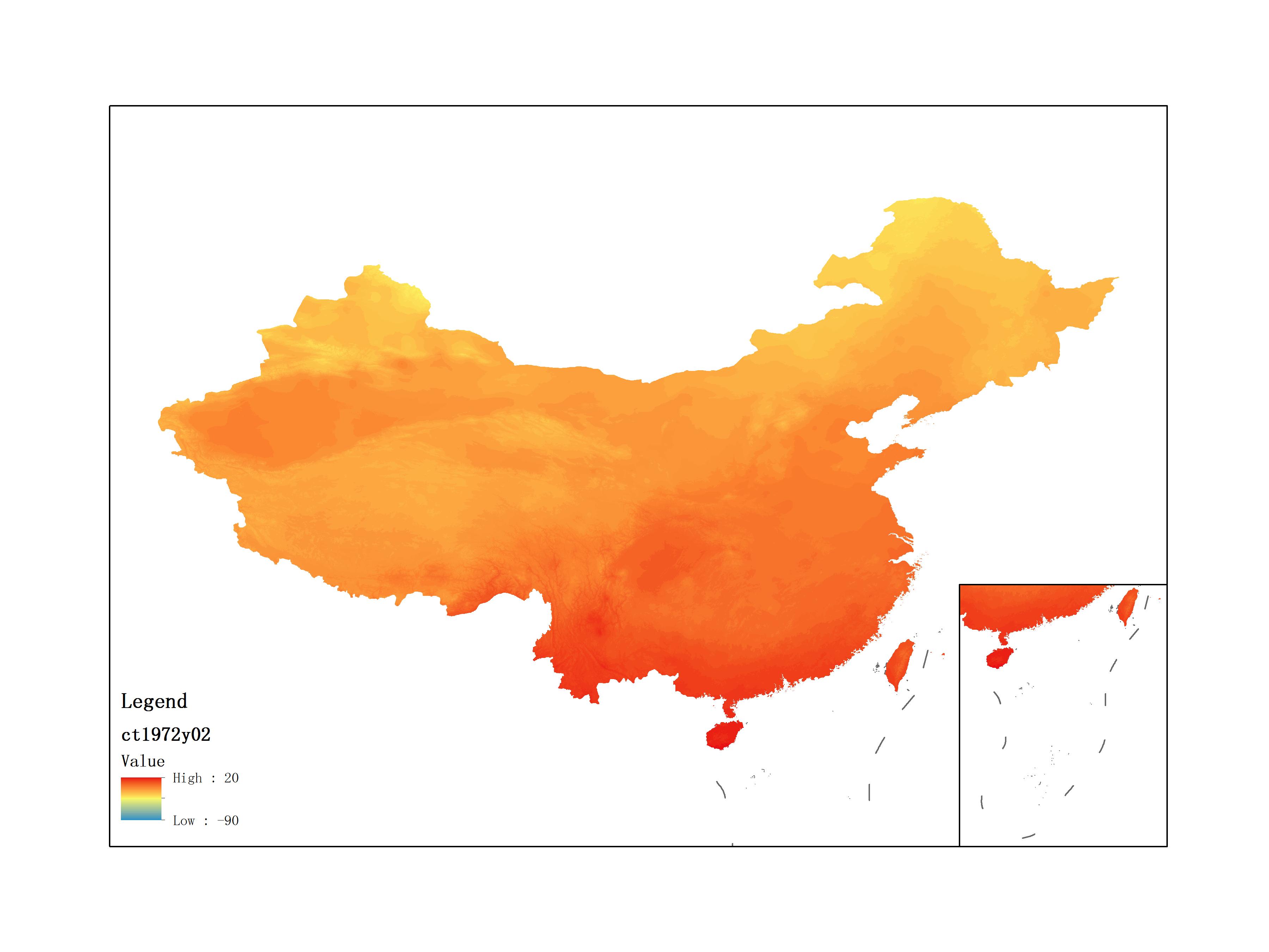 Monthly mean temperature for February 1972(by level)