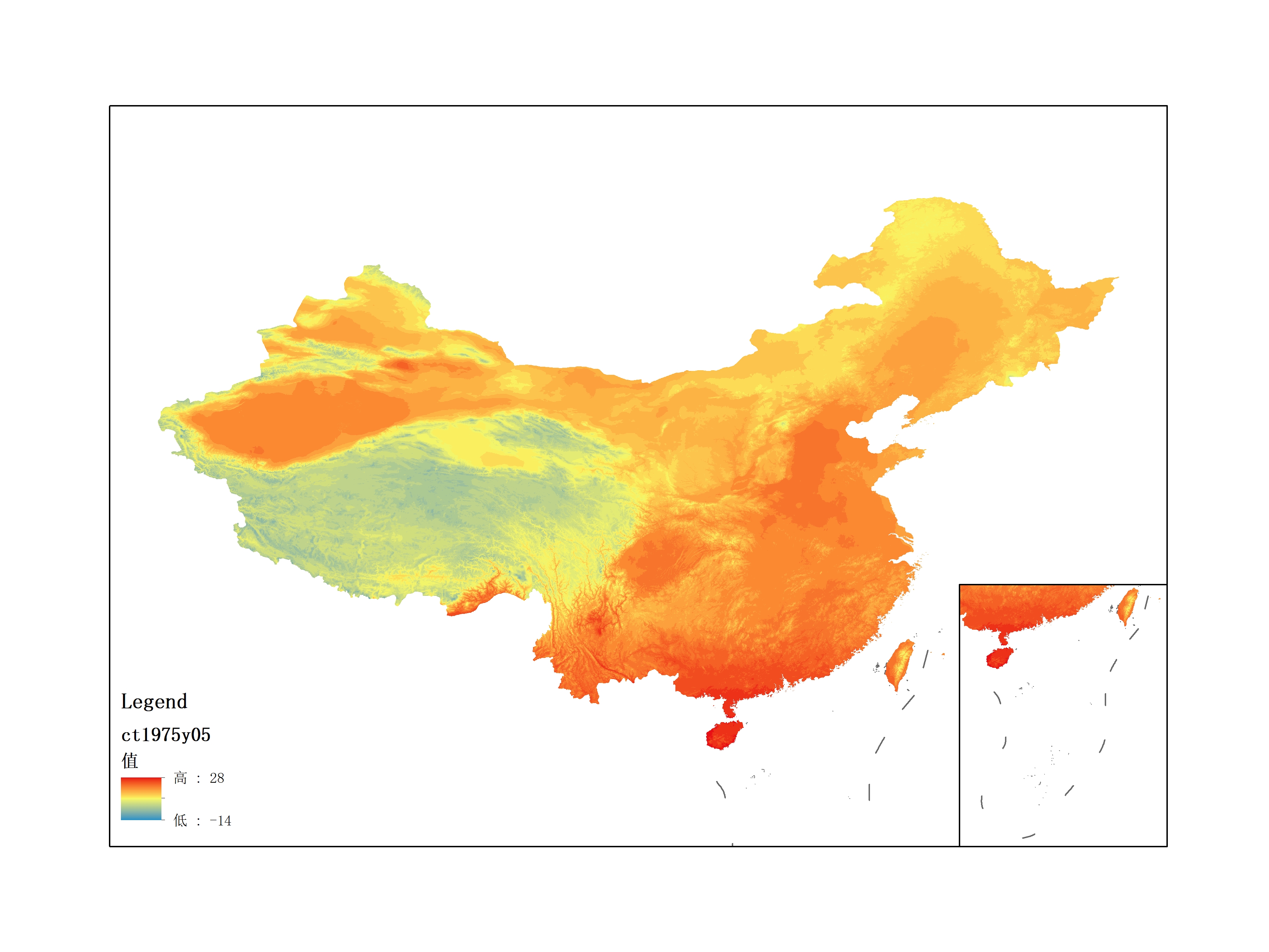 Monthly mean temperature for May 1975(by level)