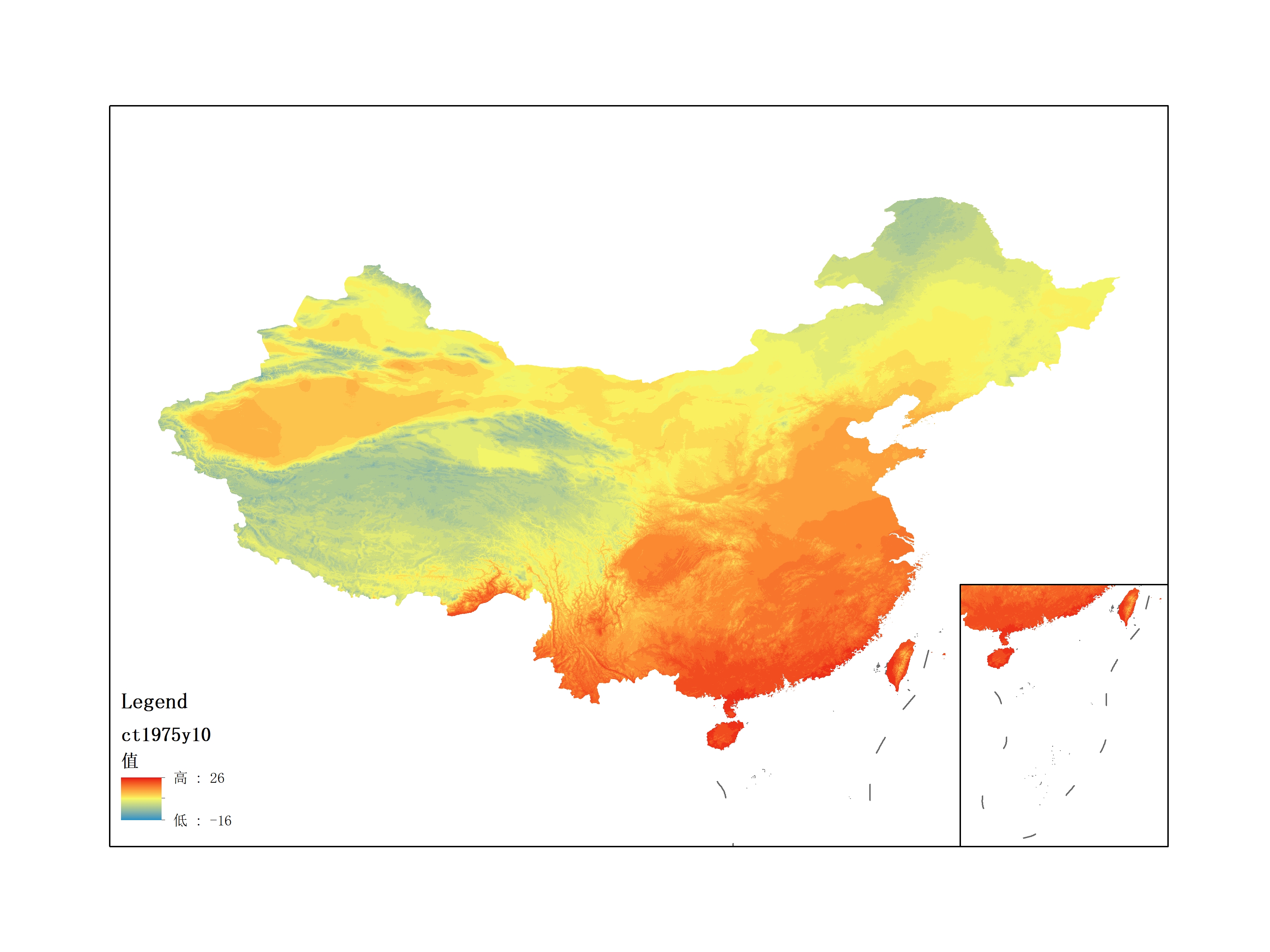 Monthly mean temperature for October 1975(by level)