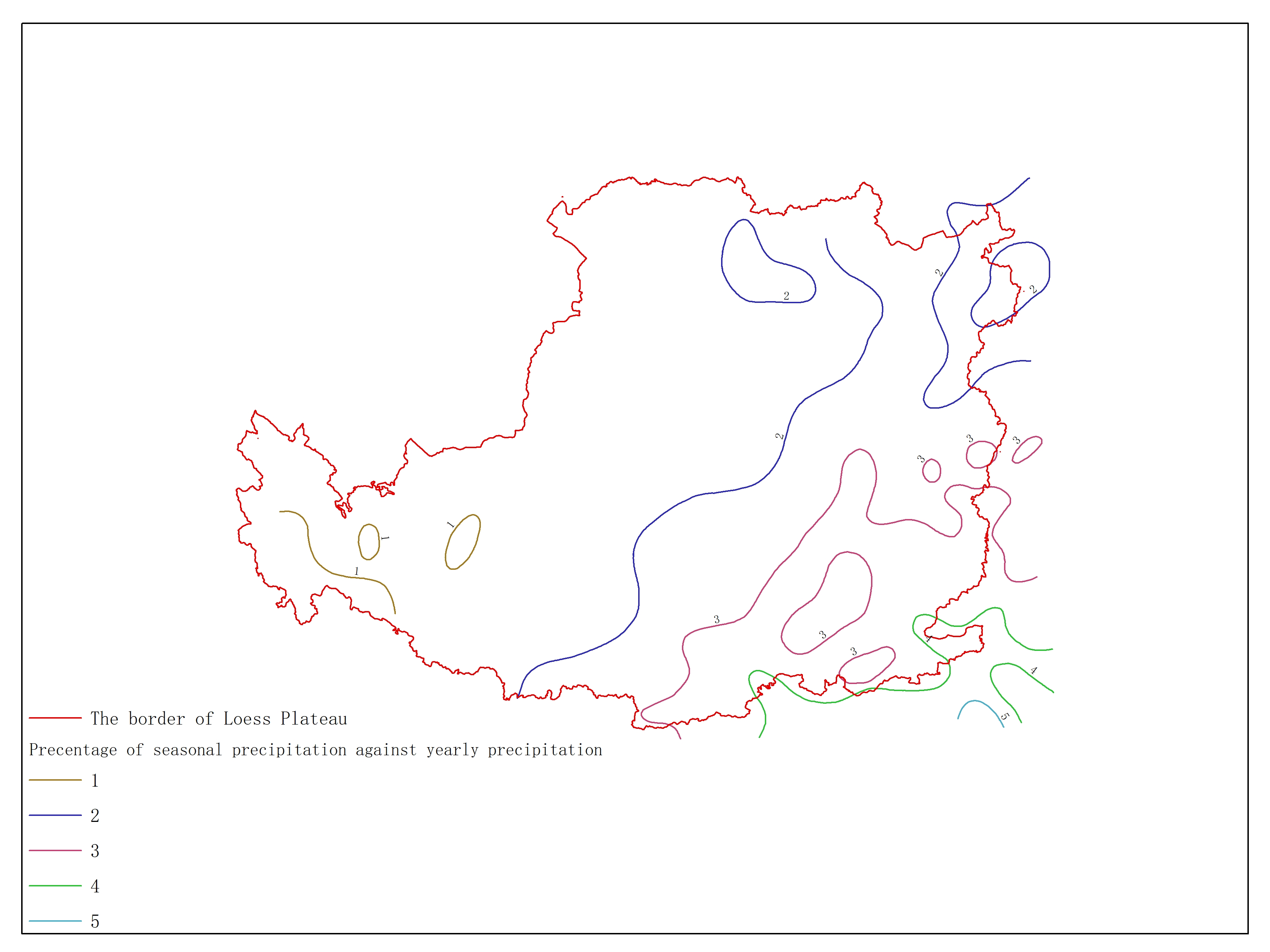 Agricultural climate resource atlas of Loess Plateau-Precentage of seasonal precipitation against yearly precipitation (December, January, February)