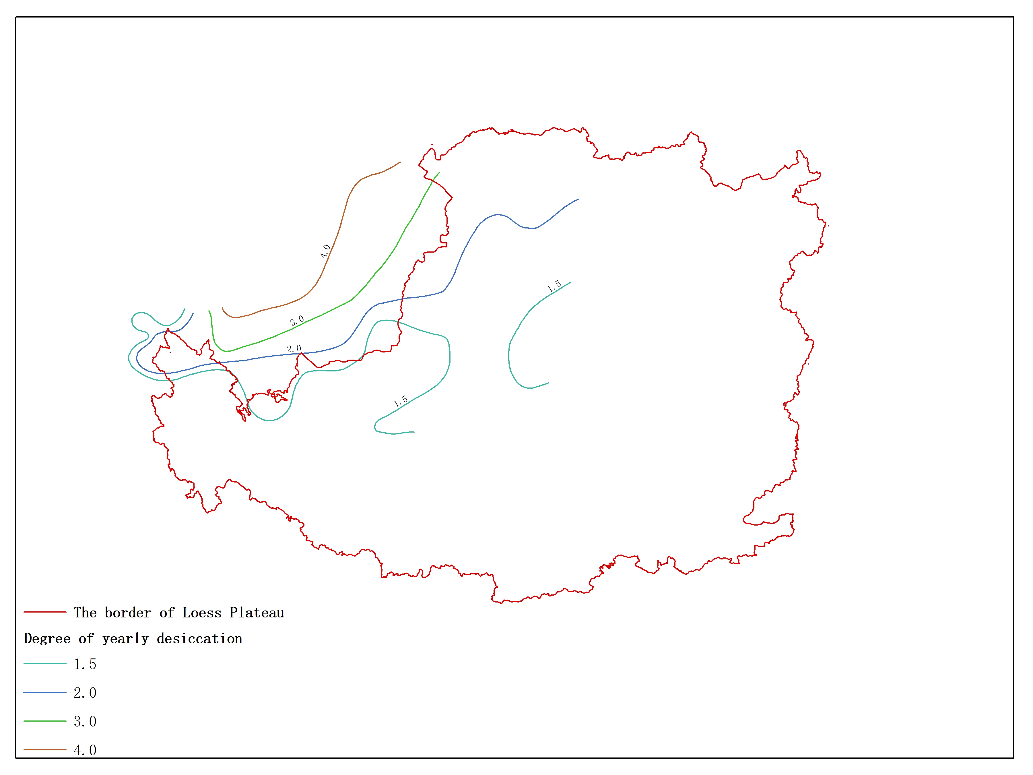 Agricultural climate resource atlas of Loess Plateau-Degree of yearly desiccation