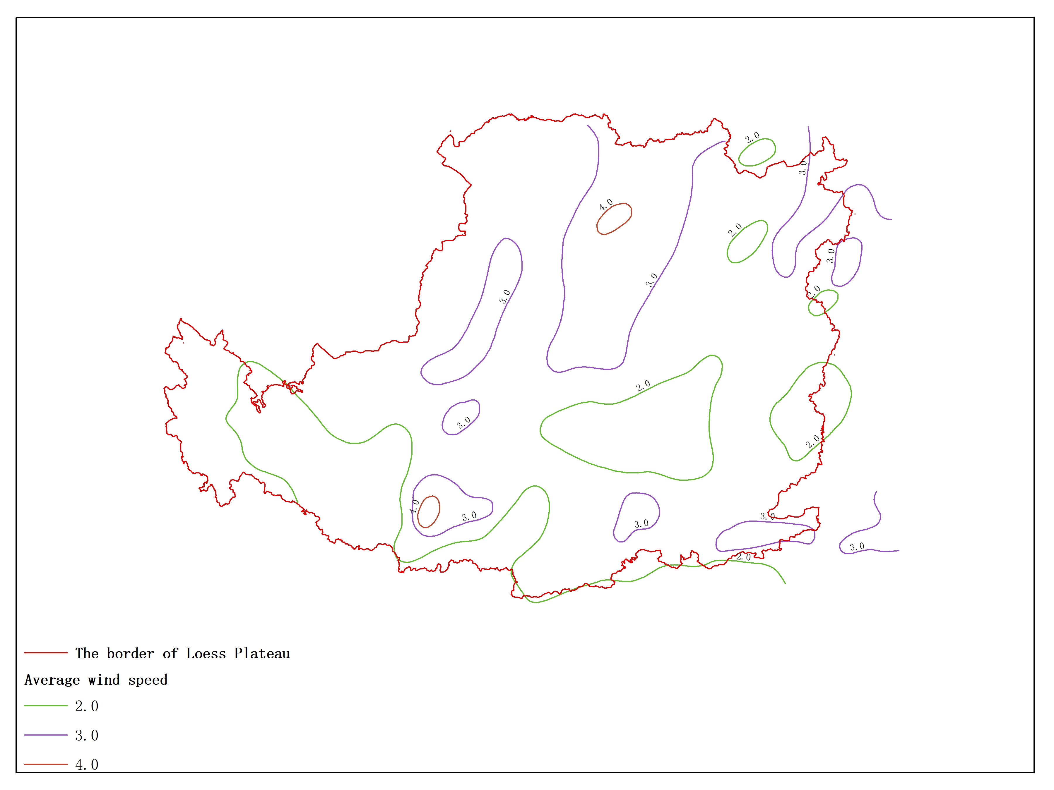 Agricultural climate resource atlas of Loess Plateau-Average wind speed