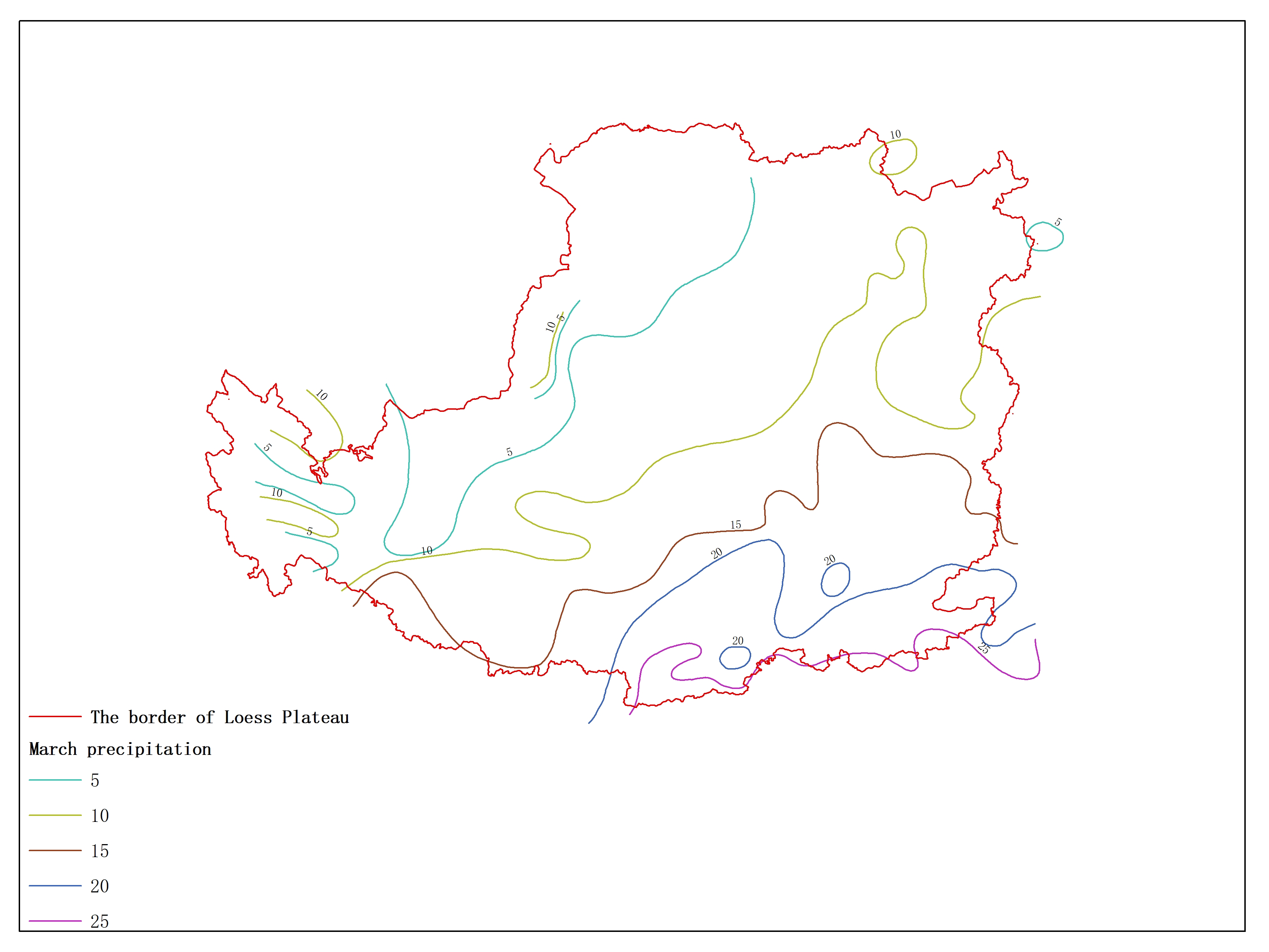 Agricultural climate resource atlas of Loess Plateau-March precipitation