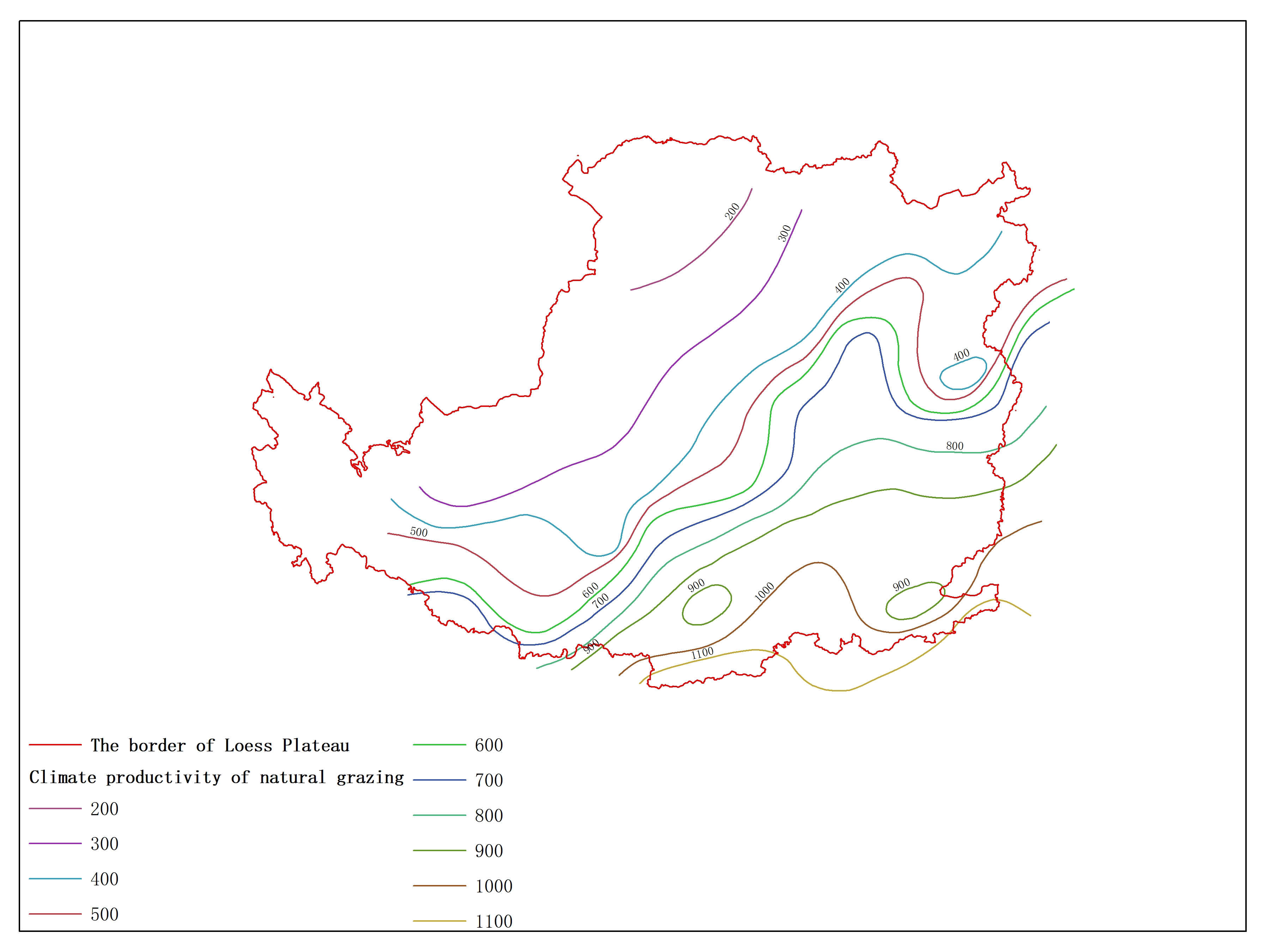 Agricultural climate resource atlas of Loess Plateau-Climate productivity of natural grazing
