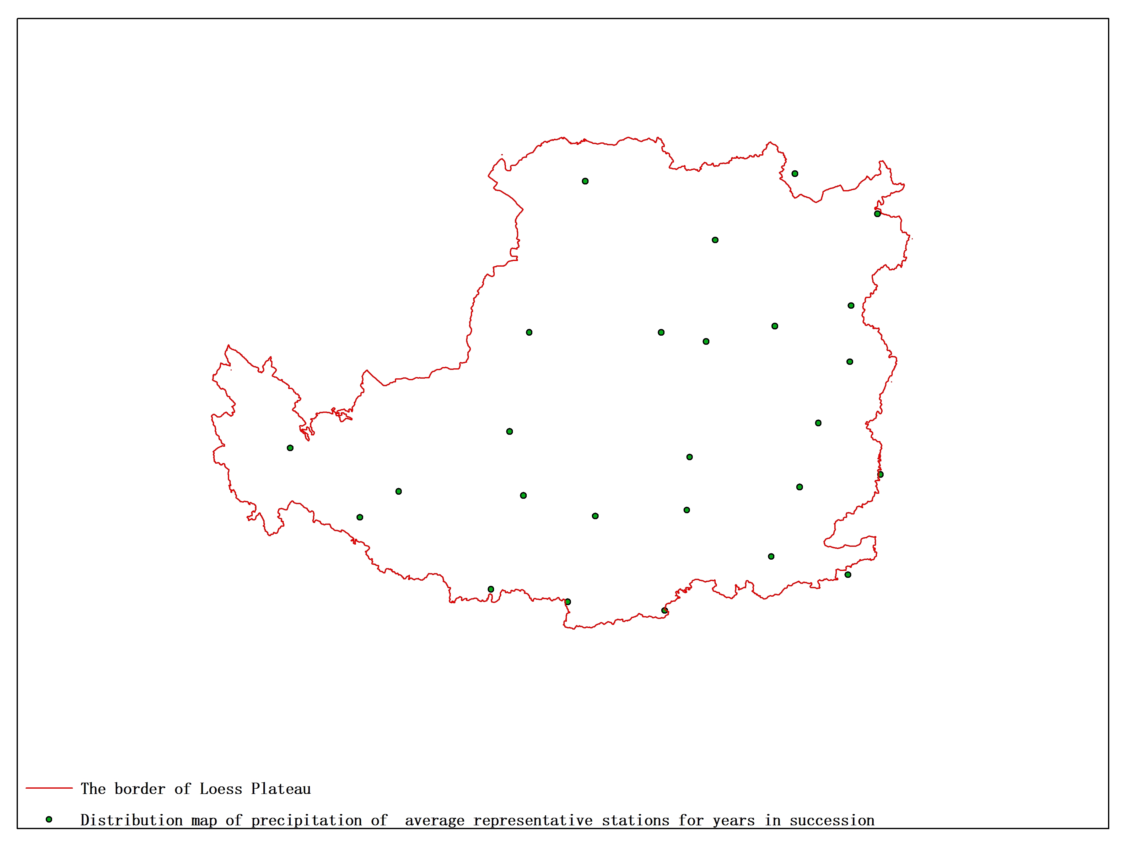 Agricultural climate resource atlas of Loess Plateau-Distribution map of precipitation of representative stations in typical waterlogging year(1964)