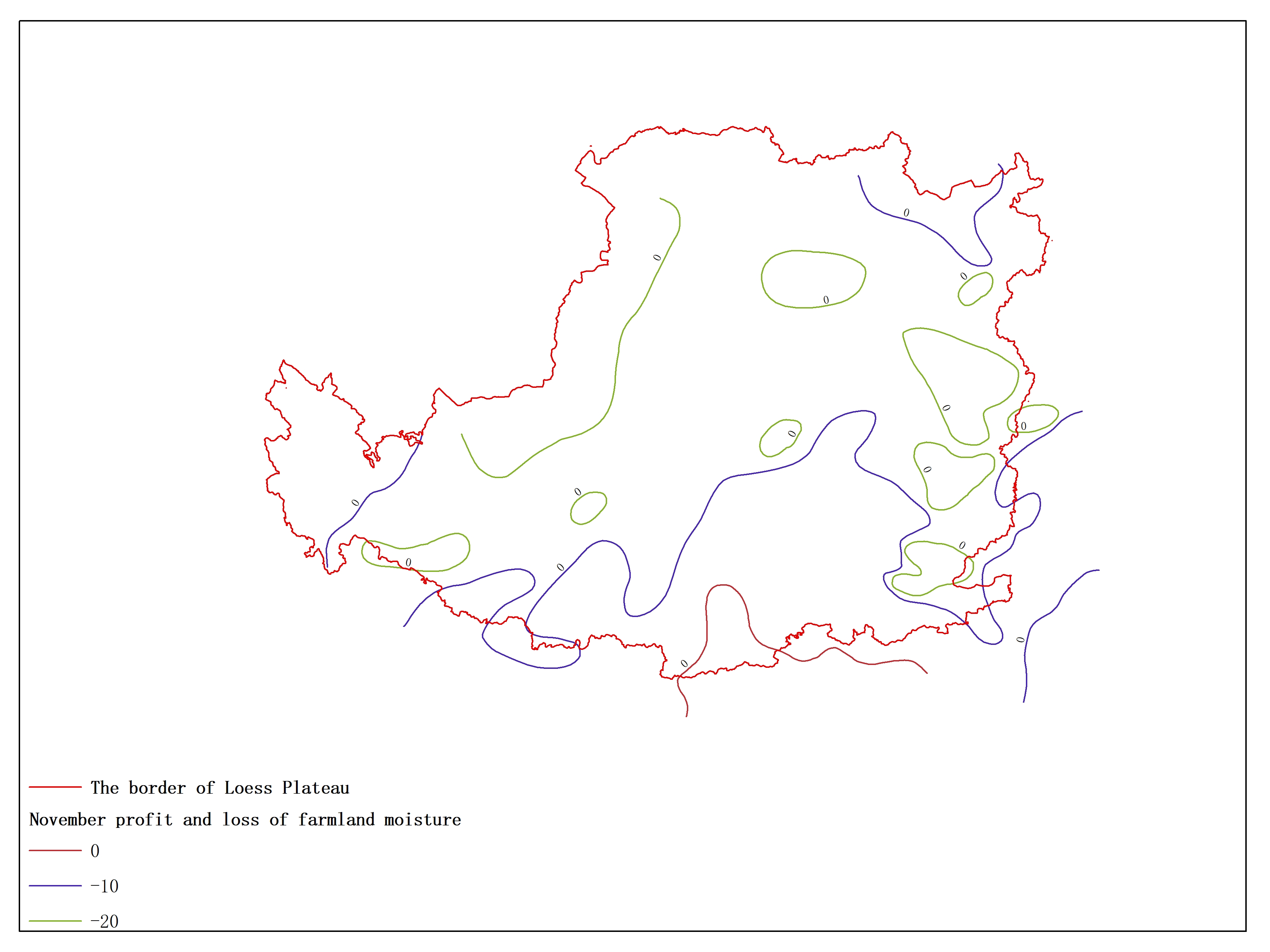 Agricultural climate resource atlas of Loess Plateau-November profit and loss of farmland moisture